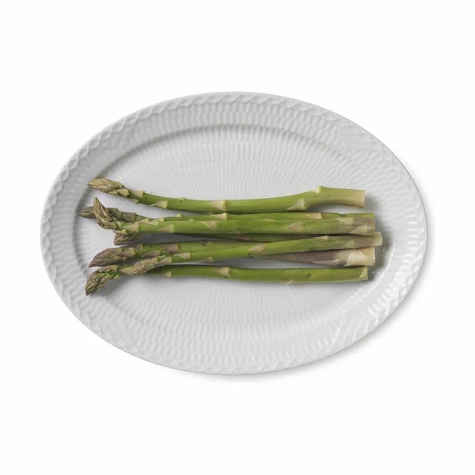 Royal Copenhagen Middagstallerkener Hvid Halvblonde Oval Tallerken i Hvid, 28 cm, 3