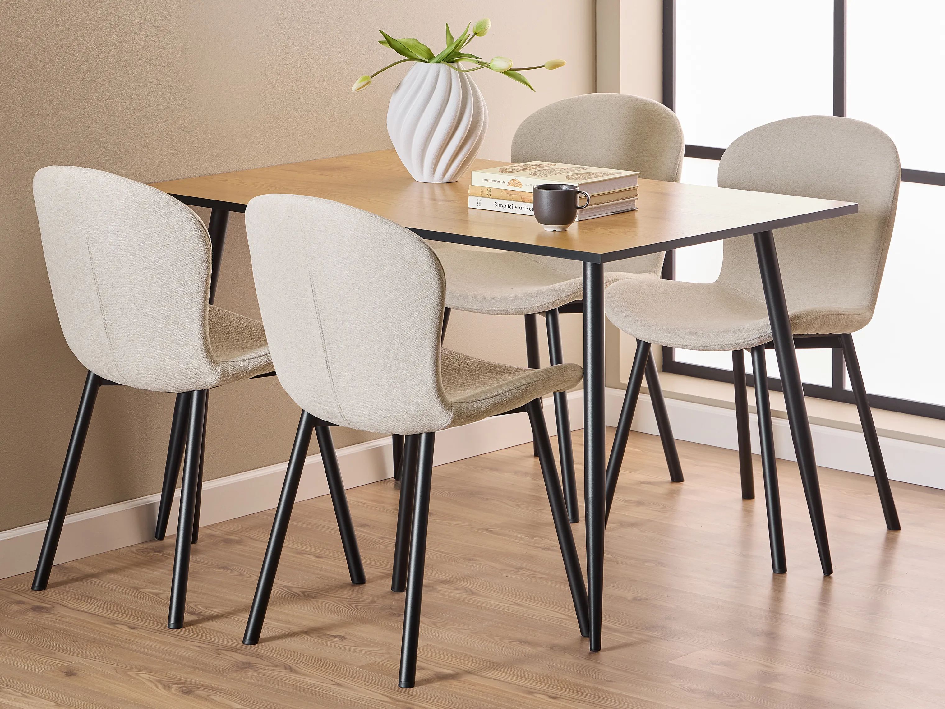CASA Living Spiseborde Wilma Spisebordssæt - 5 dele i Natur/beige, 1