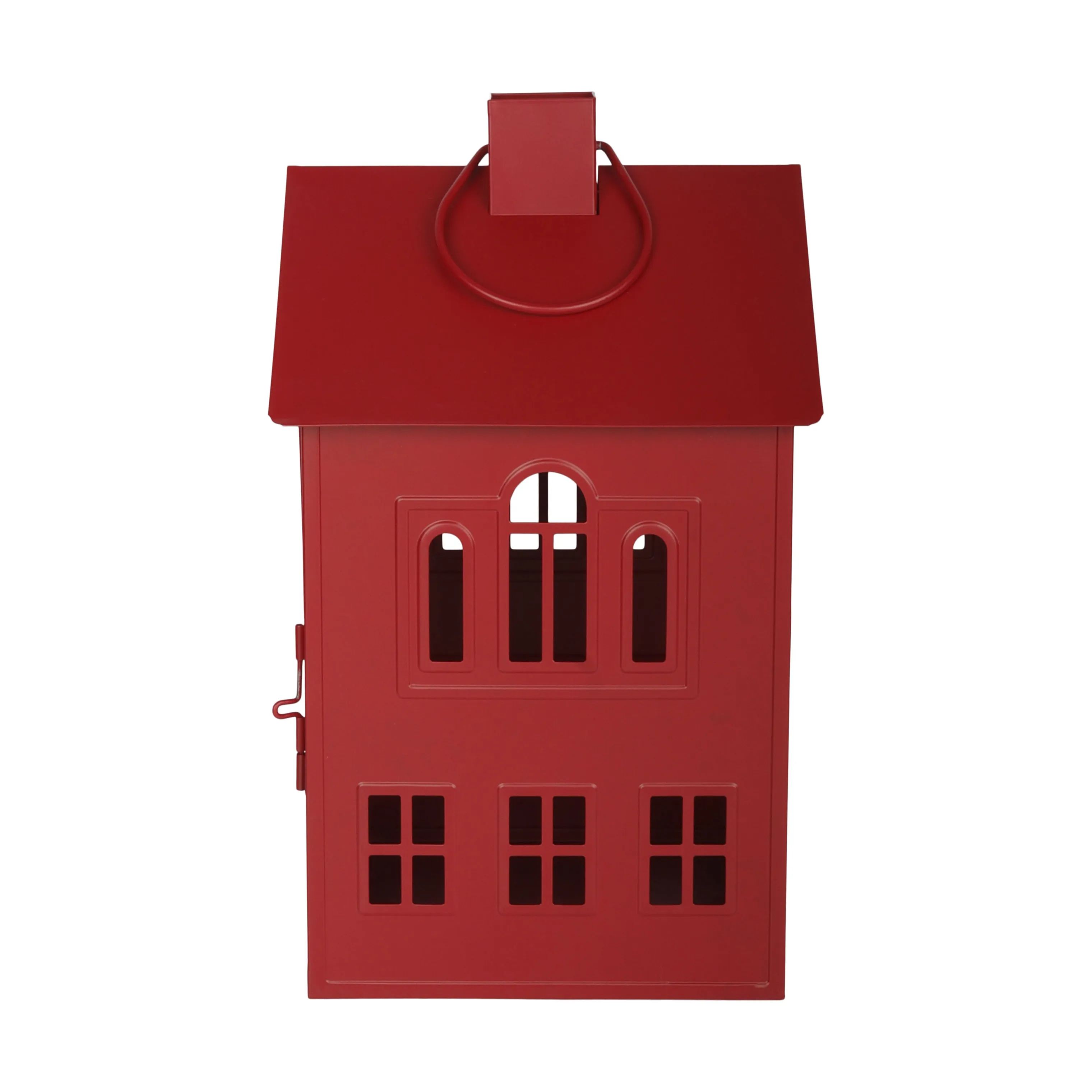 Casa Christmas Bloklysestage Lanterne i Rød, 33,8 cm, 2