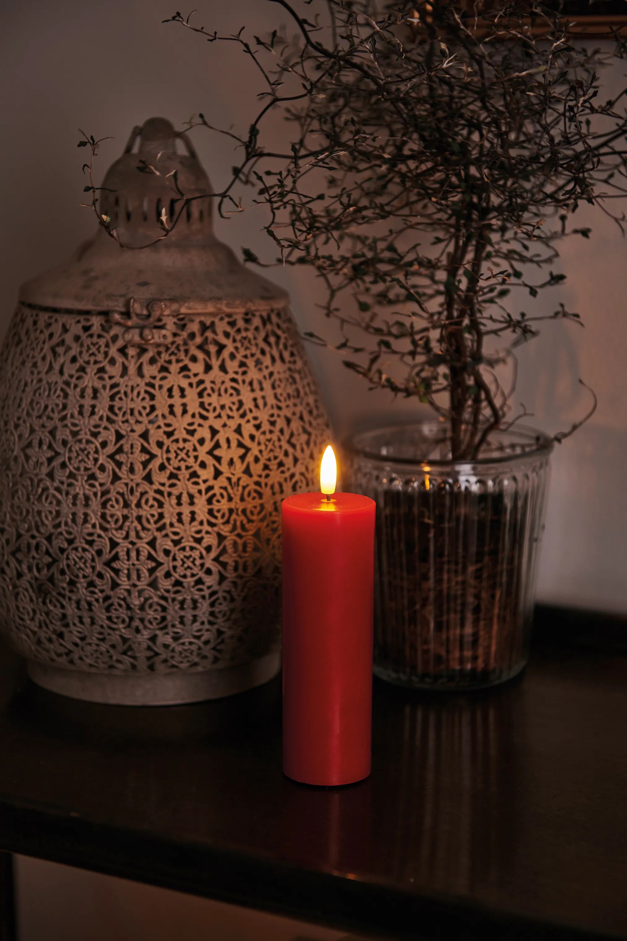 Sirius LED-lys Sille Genopladelig Sille Exclusive Bloklys i Rød, 15 cm, 2