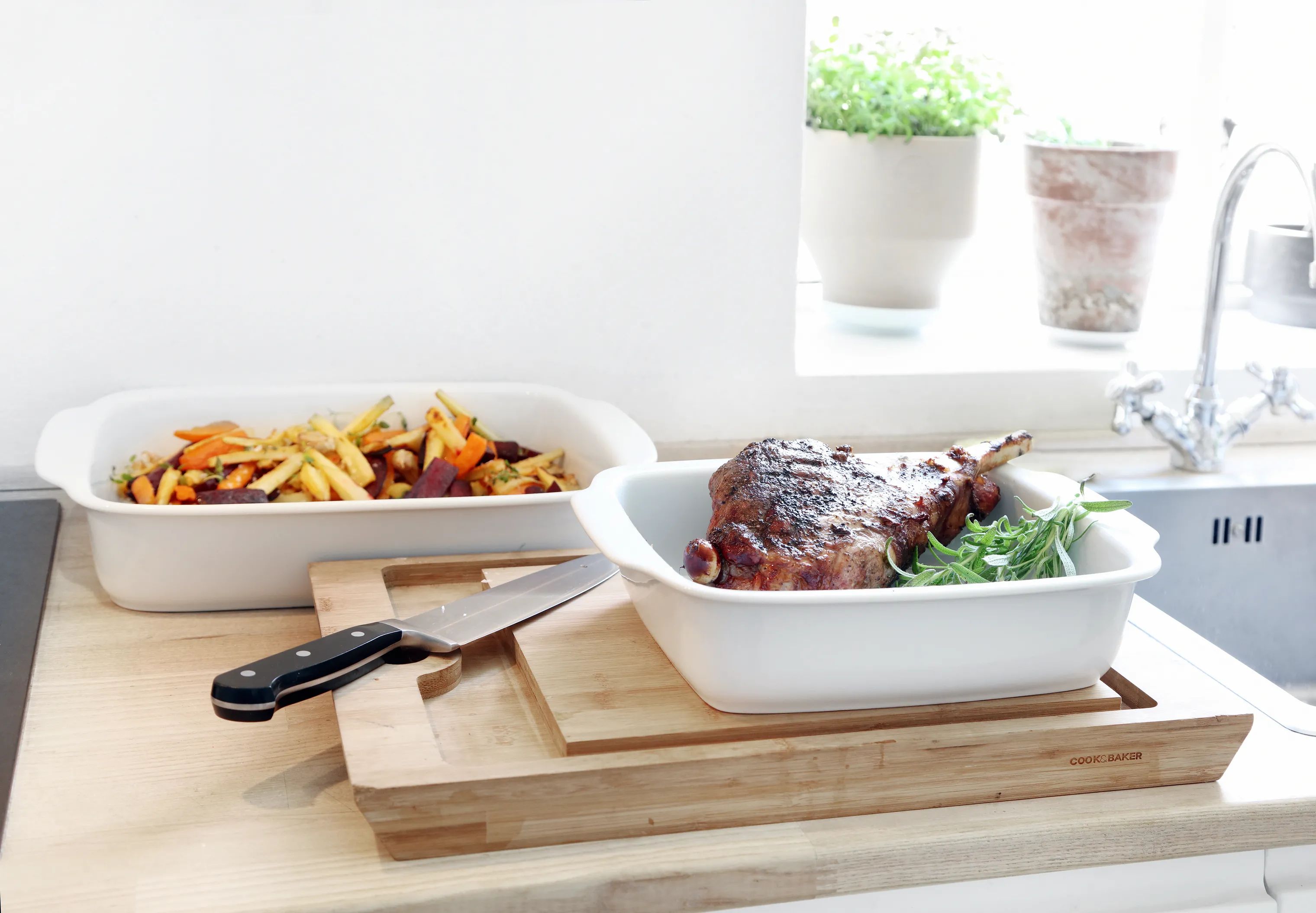 CASA Living Ovnfaste fade Fadsæt - 2 dele i hvid, 40 cm, 2