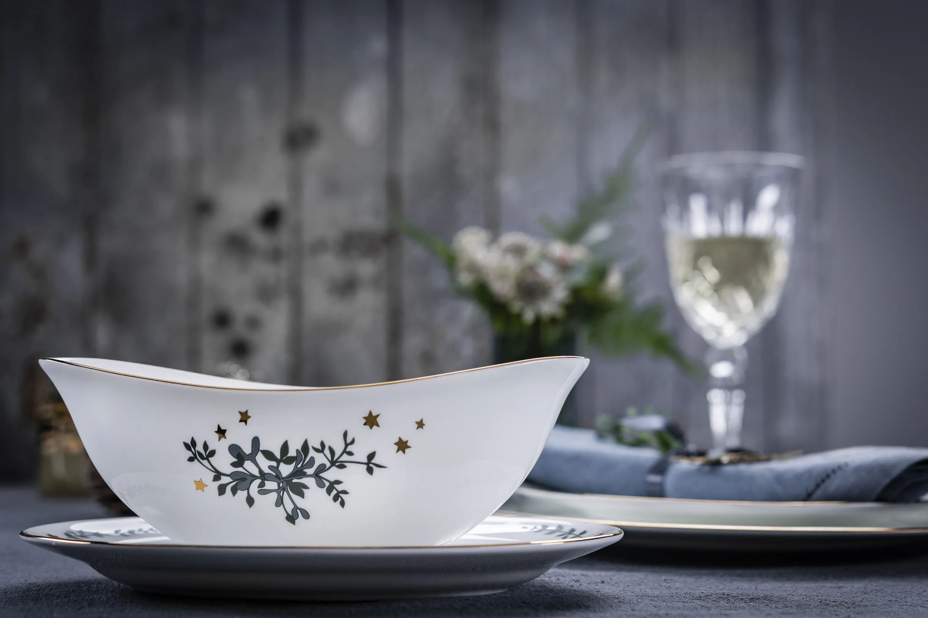 Jette Frölich Design Sovseskåle og -kander Vinterstjerner Sovsekande i Grøn/guld, 2