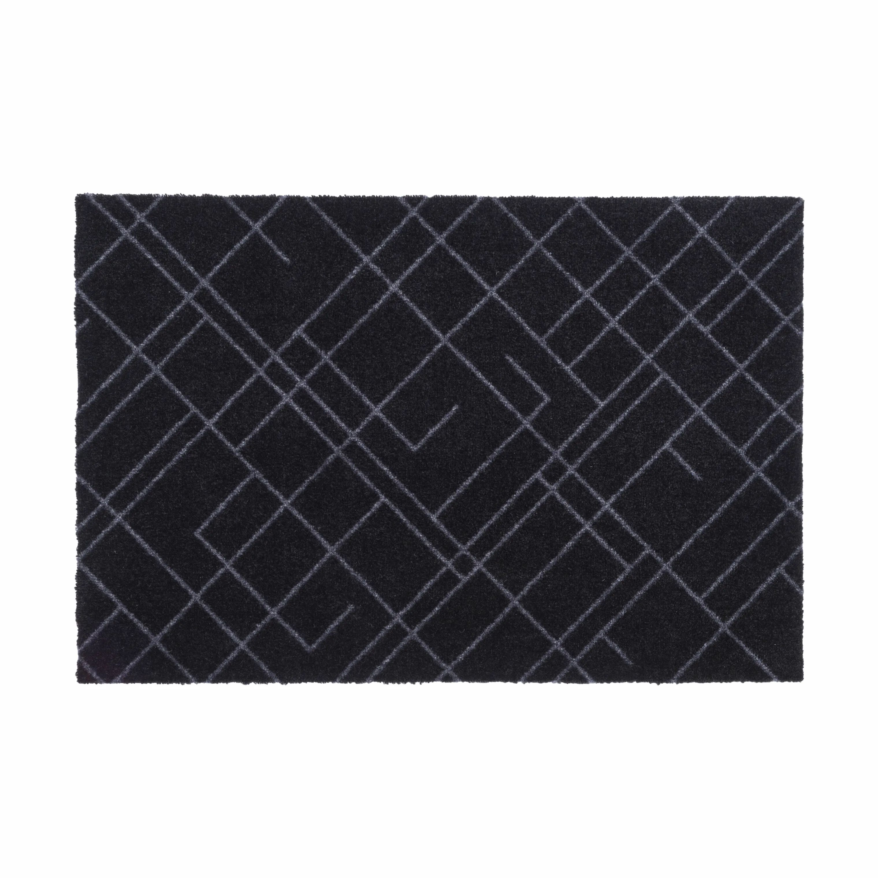 Tica Copenhagen Dørmåtter Lines Gulvmåtte i Sort/grå, B60 x L90 cm, 1