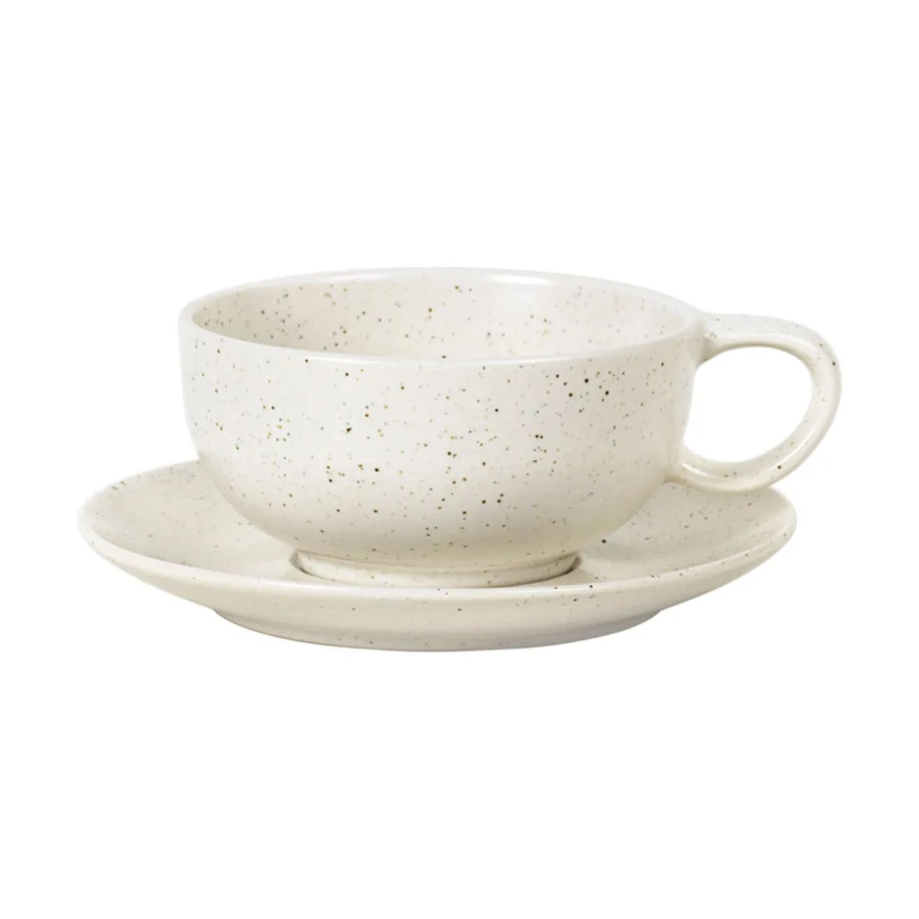 Broste Copenhagen Krus og kopper med hank Nordic Vanilla Kop m. Underkop i Cream, 1