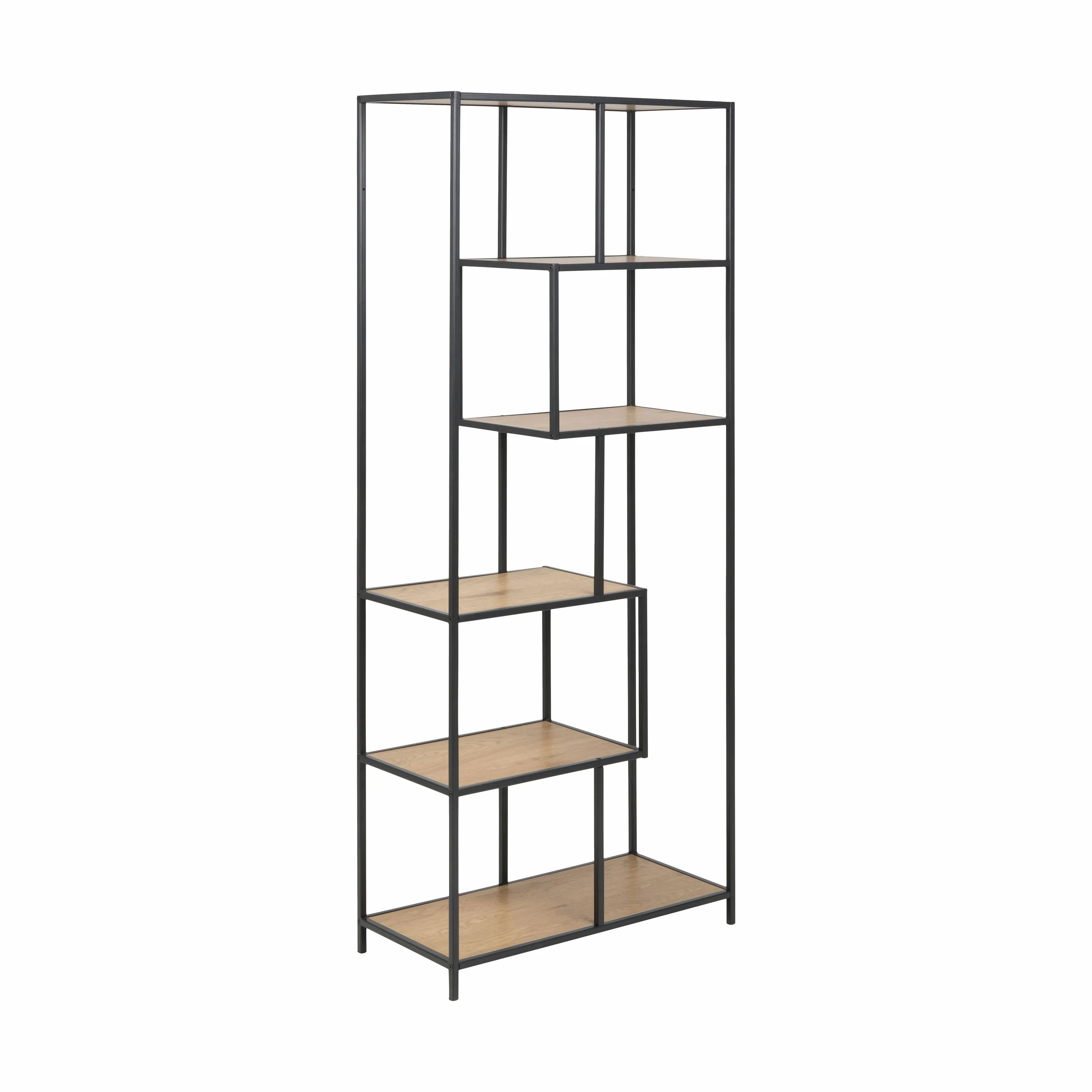 CASA Living Reoler og tilbehør Seaford Reol i Lys eg/sort, 77 cm, 1