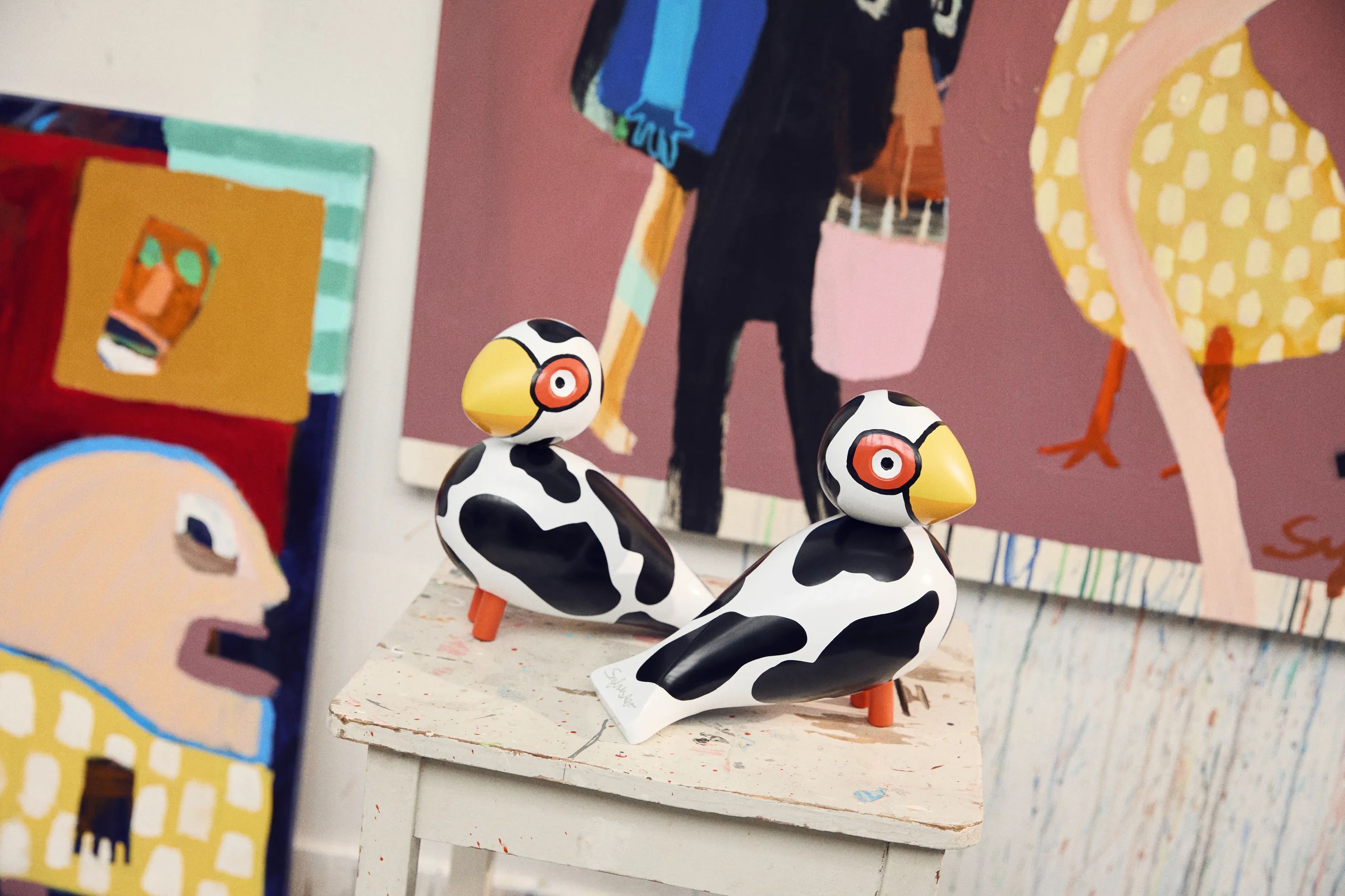 Kay Bojesen Dyrefigurer Birds Sangfugl x Leif Sylvester - Cow Bird i Multifarvet, 2