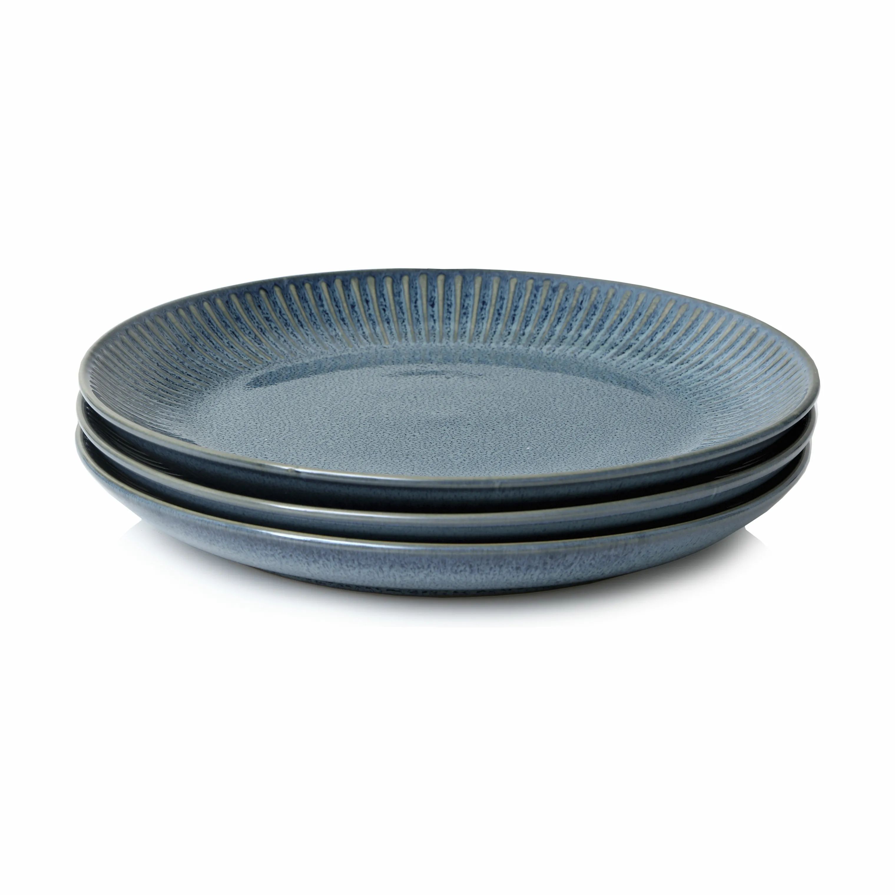 CASA Living Frokosttallerkener Sofia Riflet Tallerken i Blå, 22 cm, 5