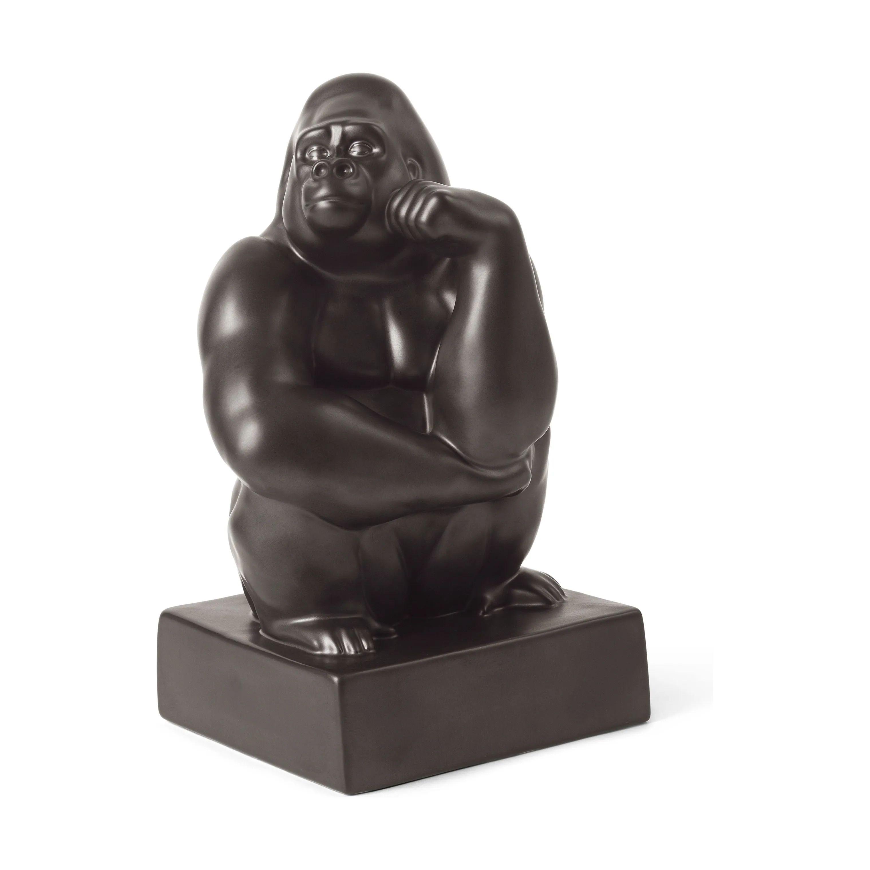 Royal Copenhagen Dyrefigurer Figurine Gorilla i Sort/med hånden på kinden, 2