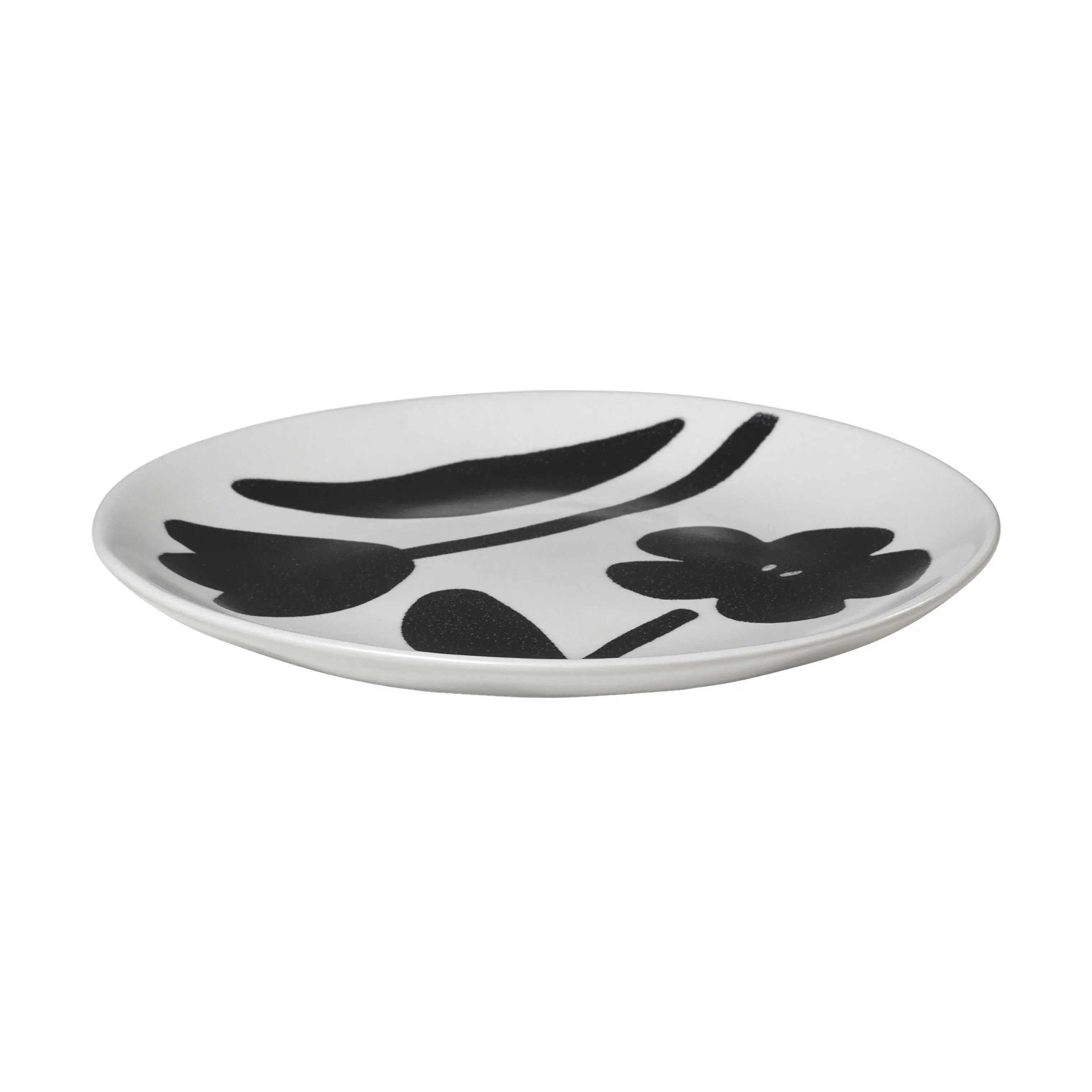 Broste Copenhagen Tallerkener Flora Tallerken i Black/Off White 2, 3