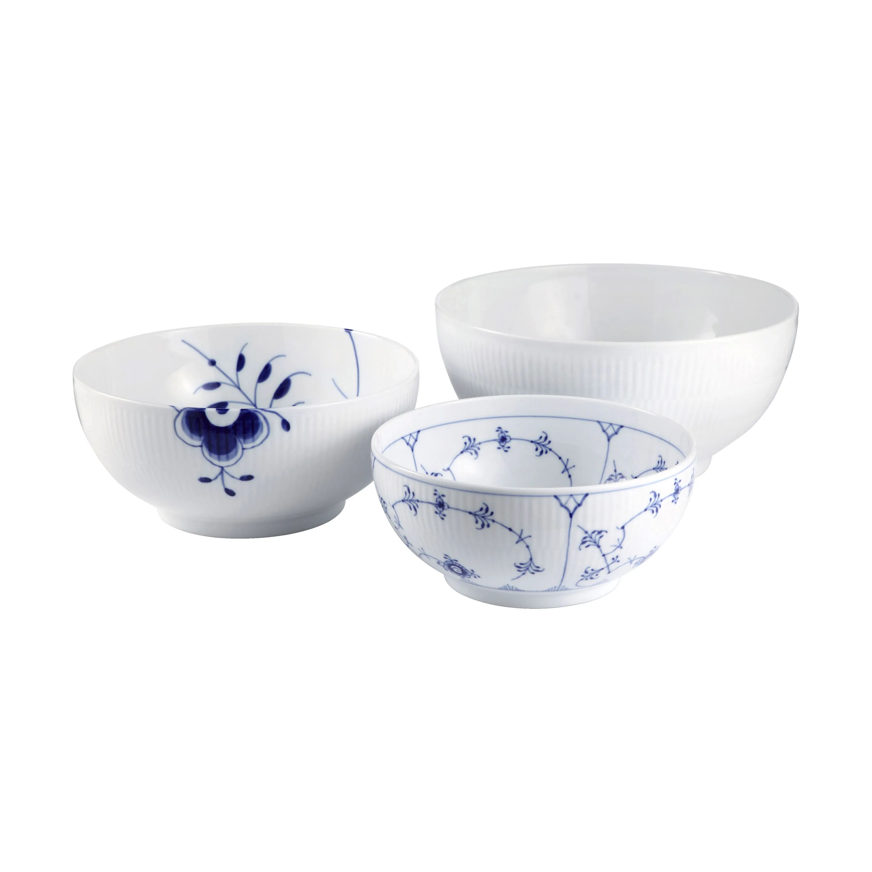 Royal Copenhagen Serveringsskåle Gifts with History Skålsæt - 3 dele i Koboltblå/hvid, 110/180/310 cl, 1