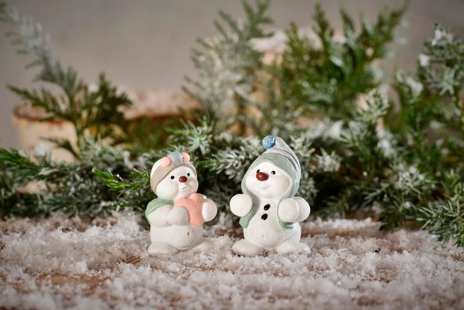Klarborg Julefigurer Snemænd 2018 - Fiffi &Tilla i Hvid, 8 cm, 2