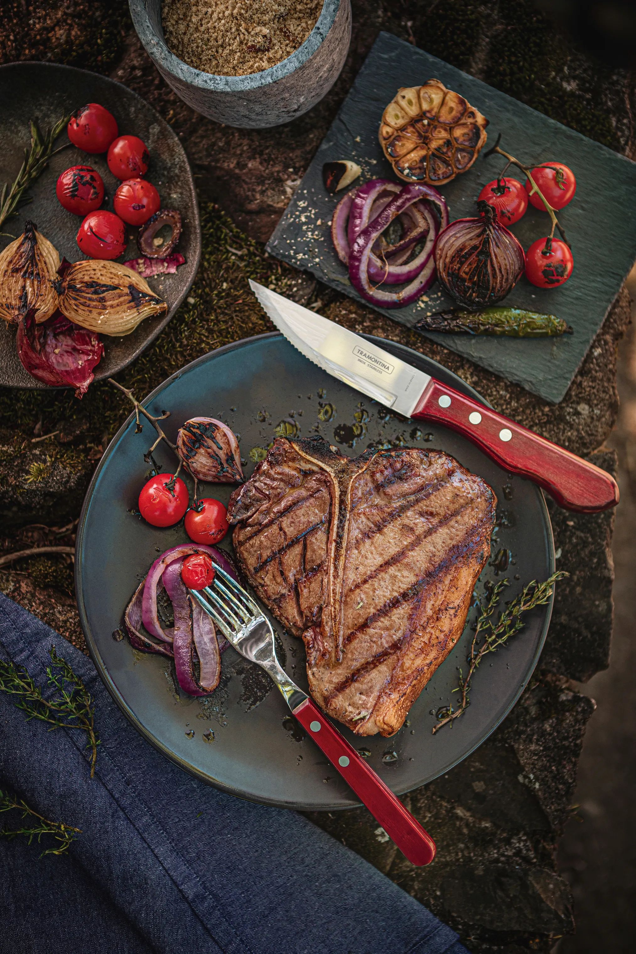 Tramontina Bestiksæt Churrasco Jumbo Grillbestik - 4 dele i stål/brun, 5
