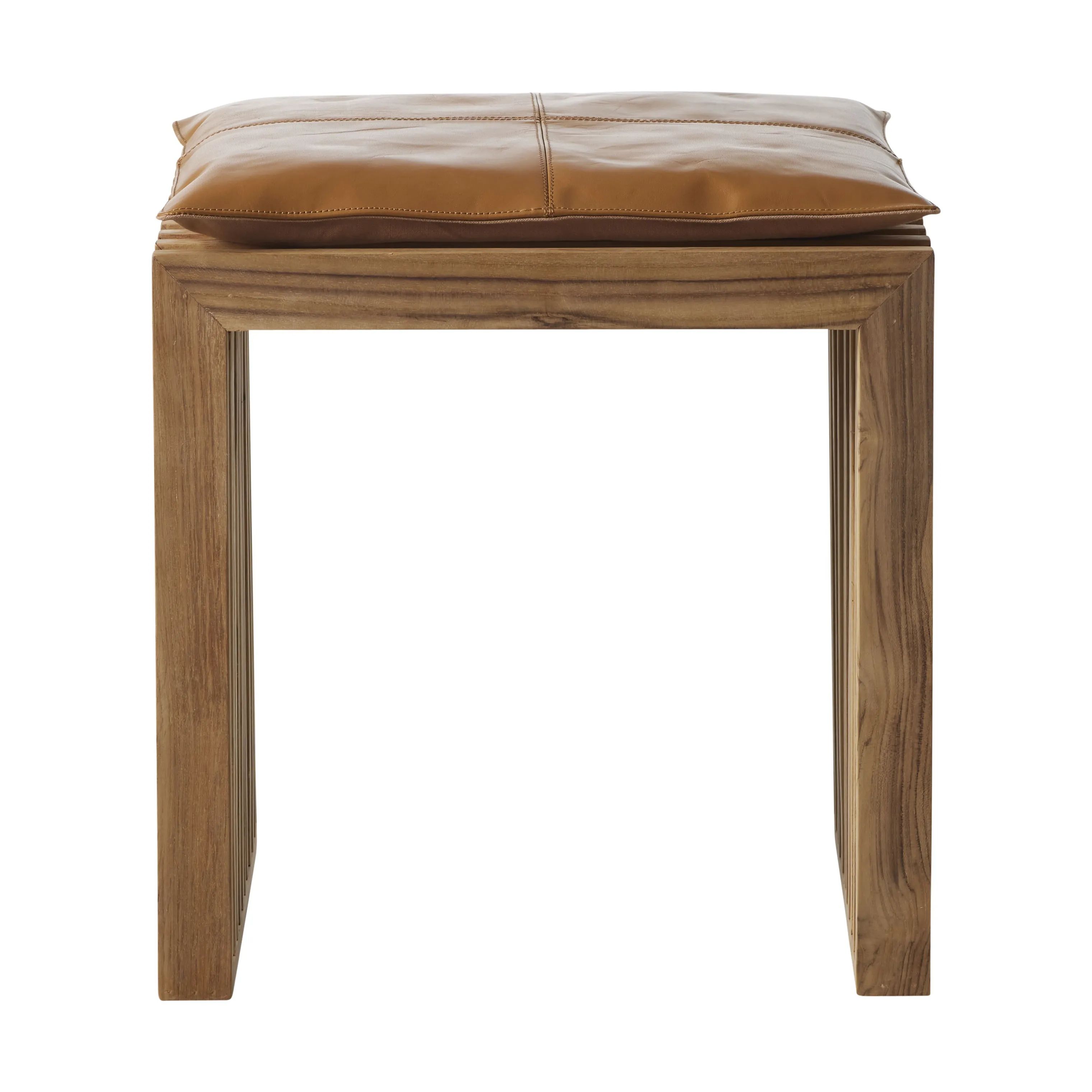 cinas Skamler Rib Skammel inkl. brun hynde i Teak/brun, 4