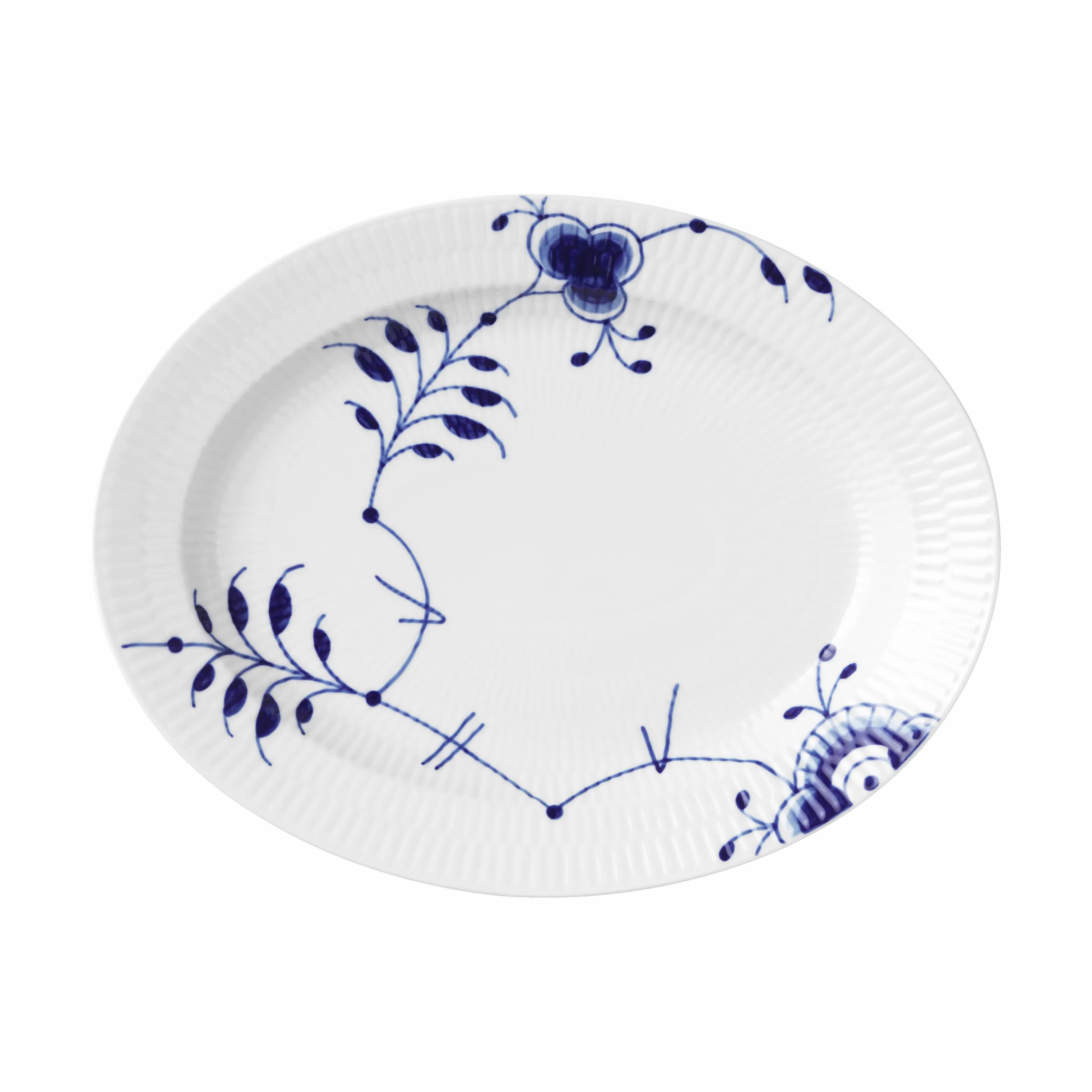 Royal Copenhagen Serveringsfade Blå Mega Riflet Fad i 30,5 cm, 1
