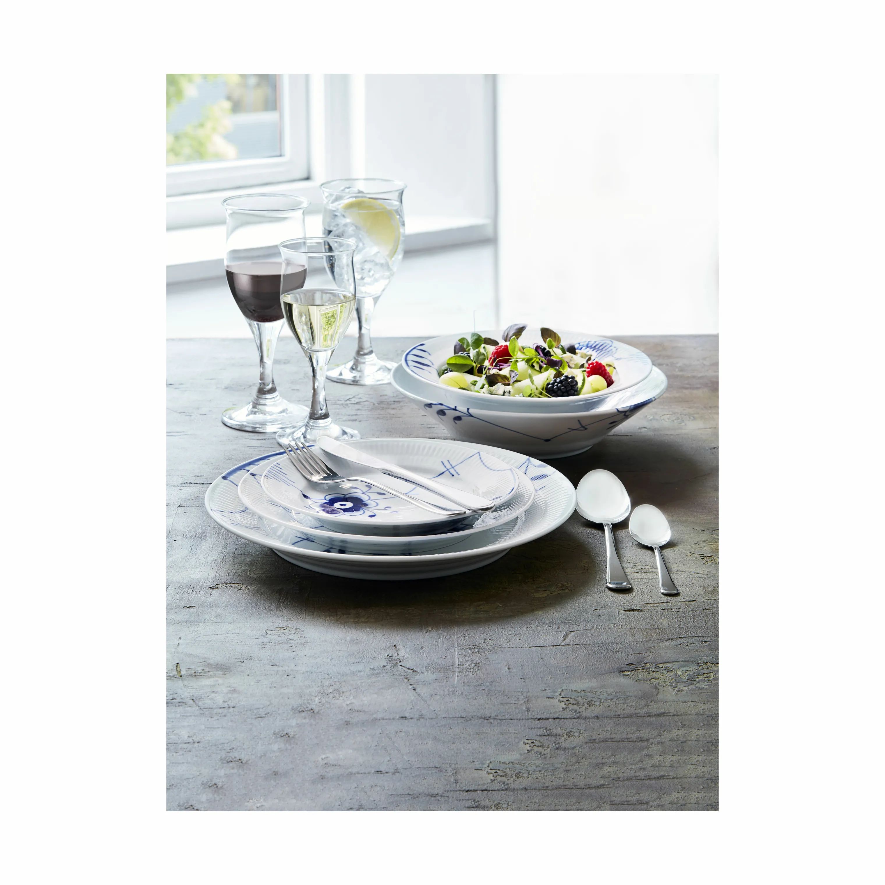 Royal Copenhagen Kagetallerkener Blå Mega Riflet Desserttallerken #6 i Desserttallerken #6, 4