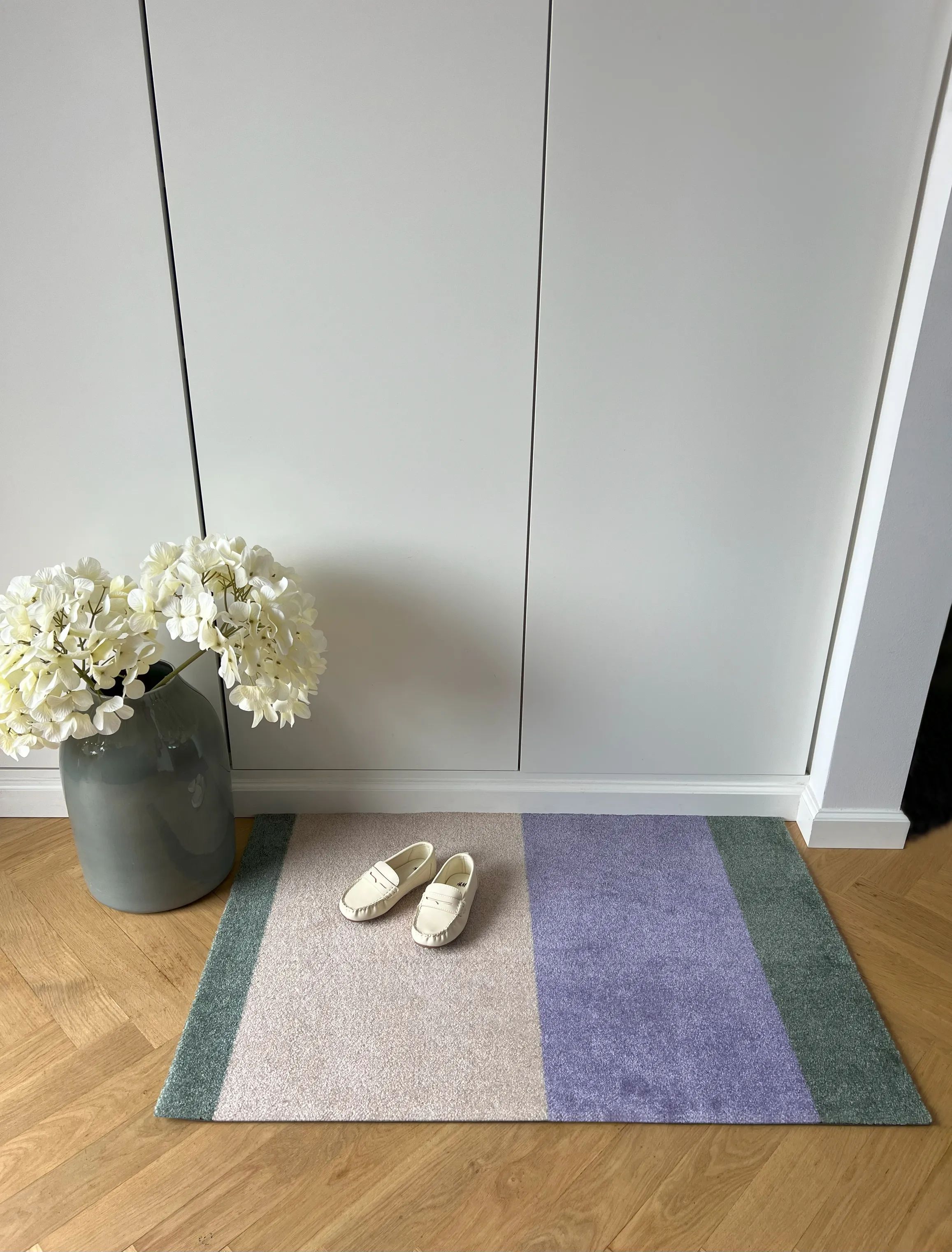 Tica Copenhagen Dørmåtter Stripes Horisontal Gulvmåtte i Lilla/Ivory/grøn, B60 x L90 cm, 5
