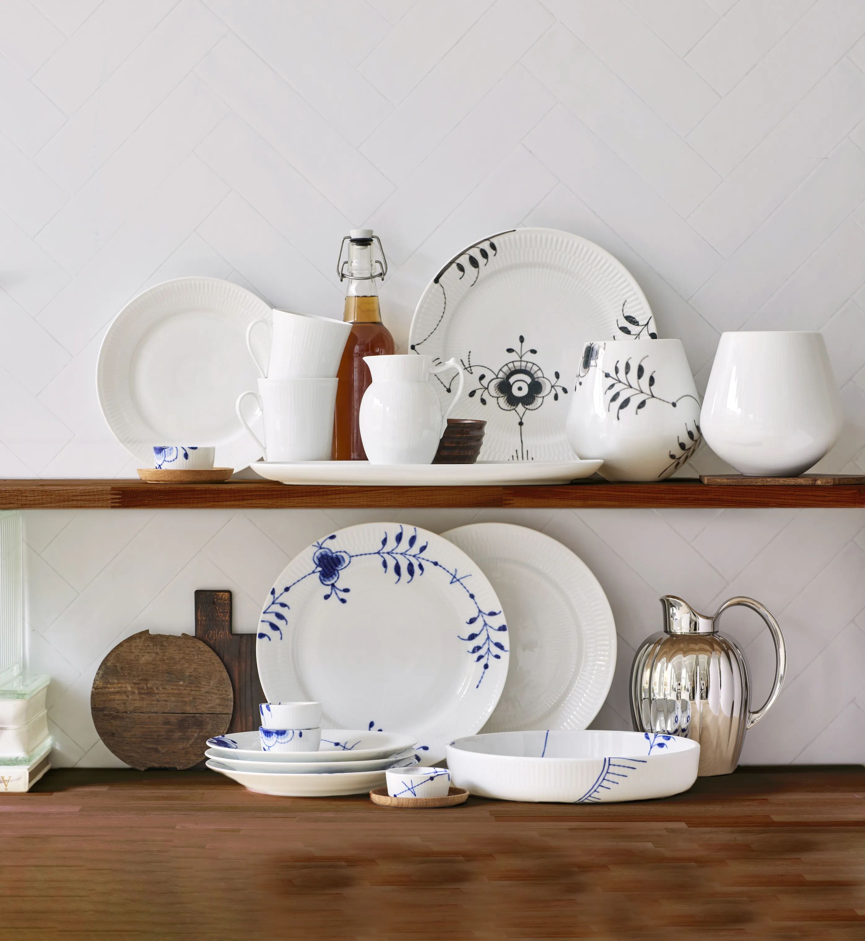 Royal Copenhagen Middagstallerkener Sort Mega Riflet Middagstallerken #6 i Middagstallerken Motiv #6  x Ø27 cm, 3