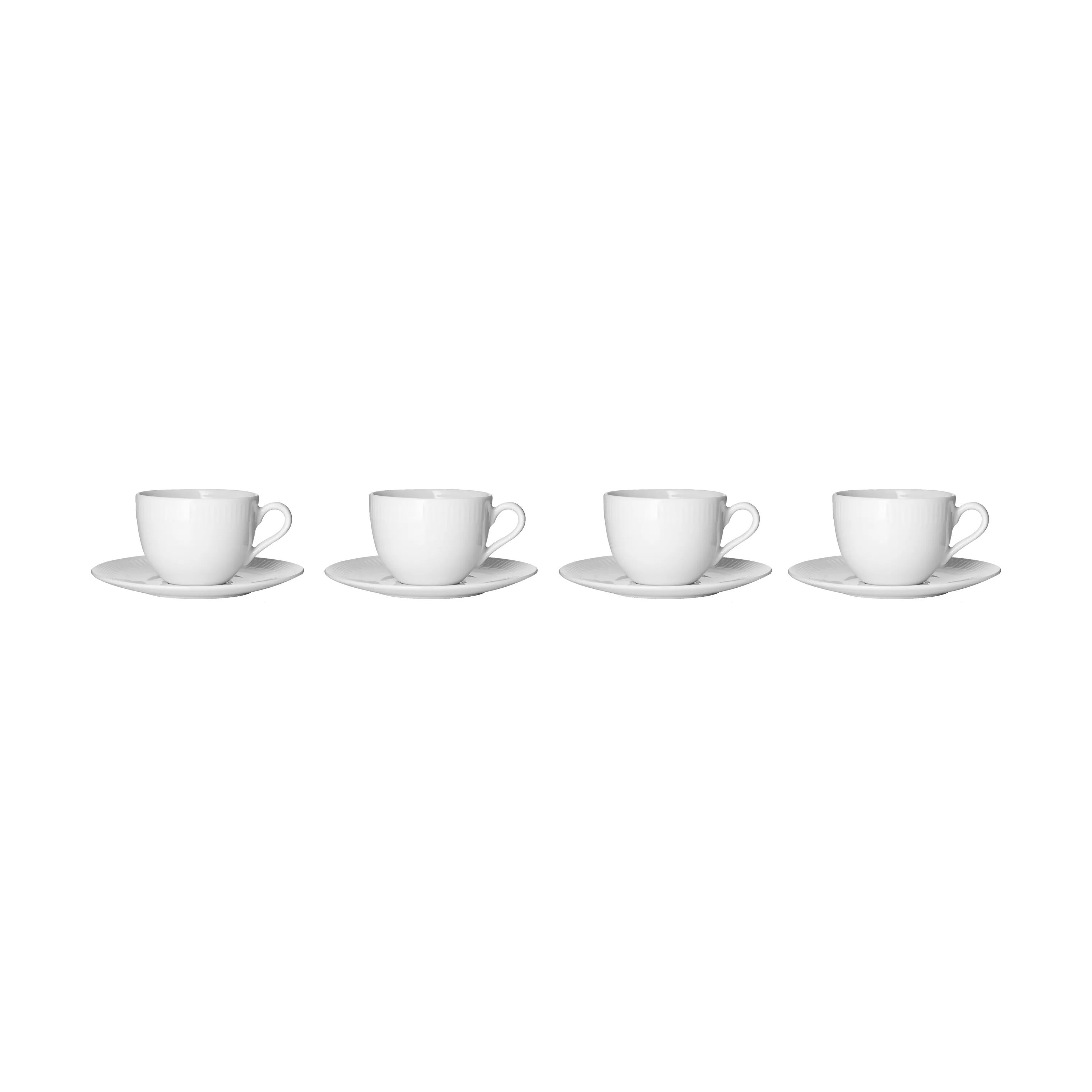 Aida Krus og kopper med hank Relief Kaffekop m. underkop - 4 stk. i Hvid, 1