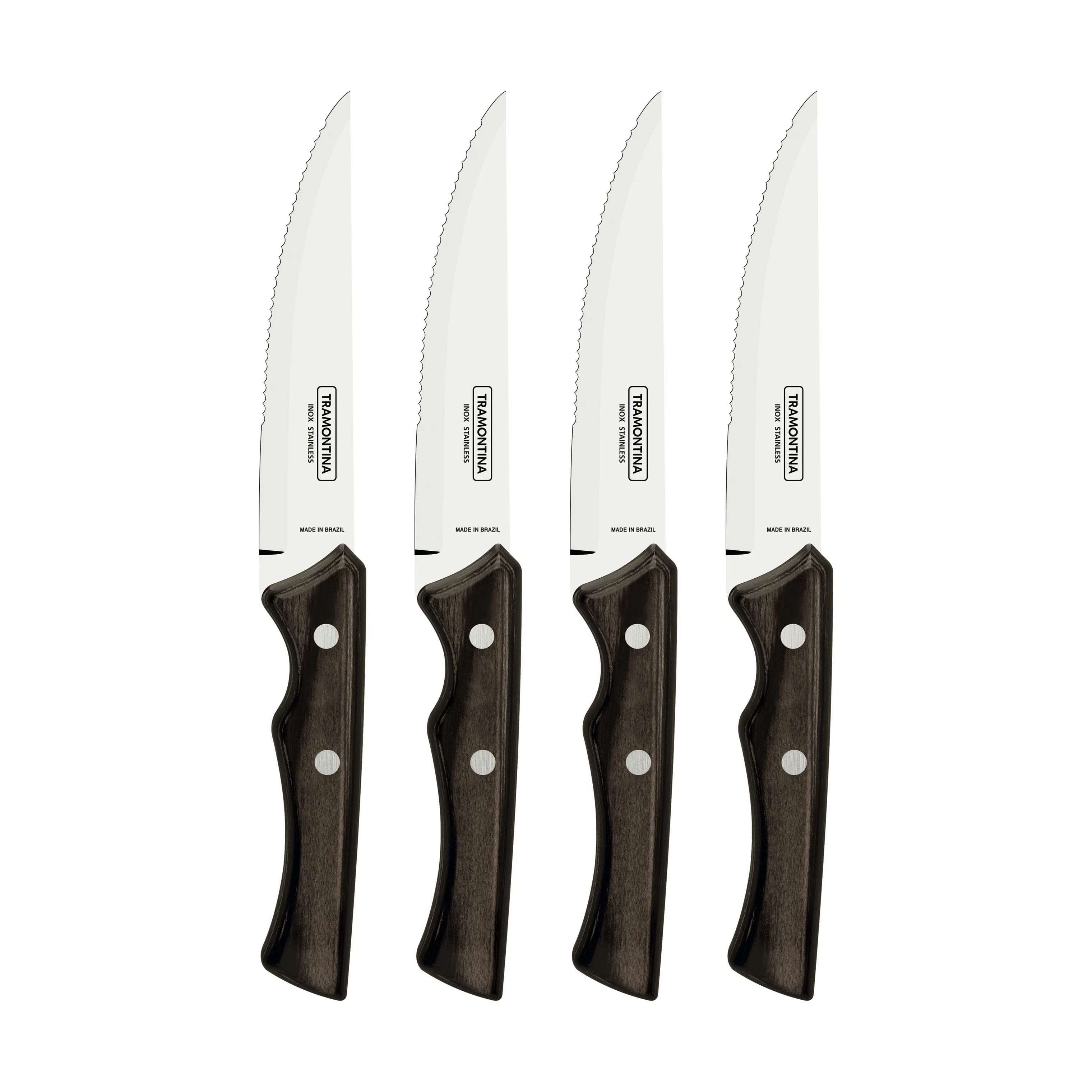 Tramontina Steakknive XL Steakkniv - 4 dele i Stål/mørkebrun, 1
