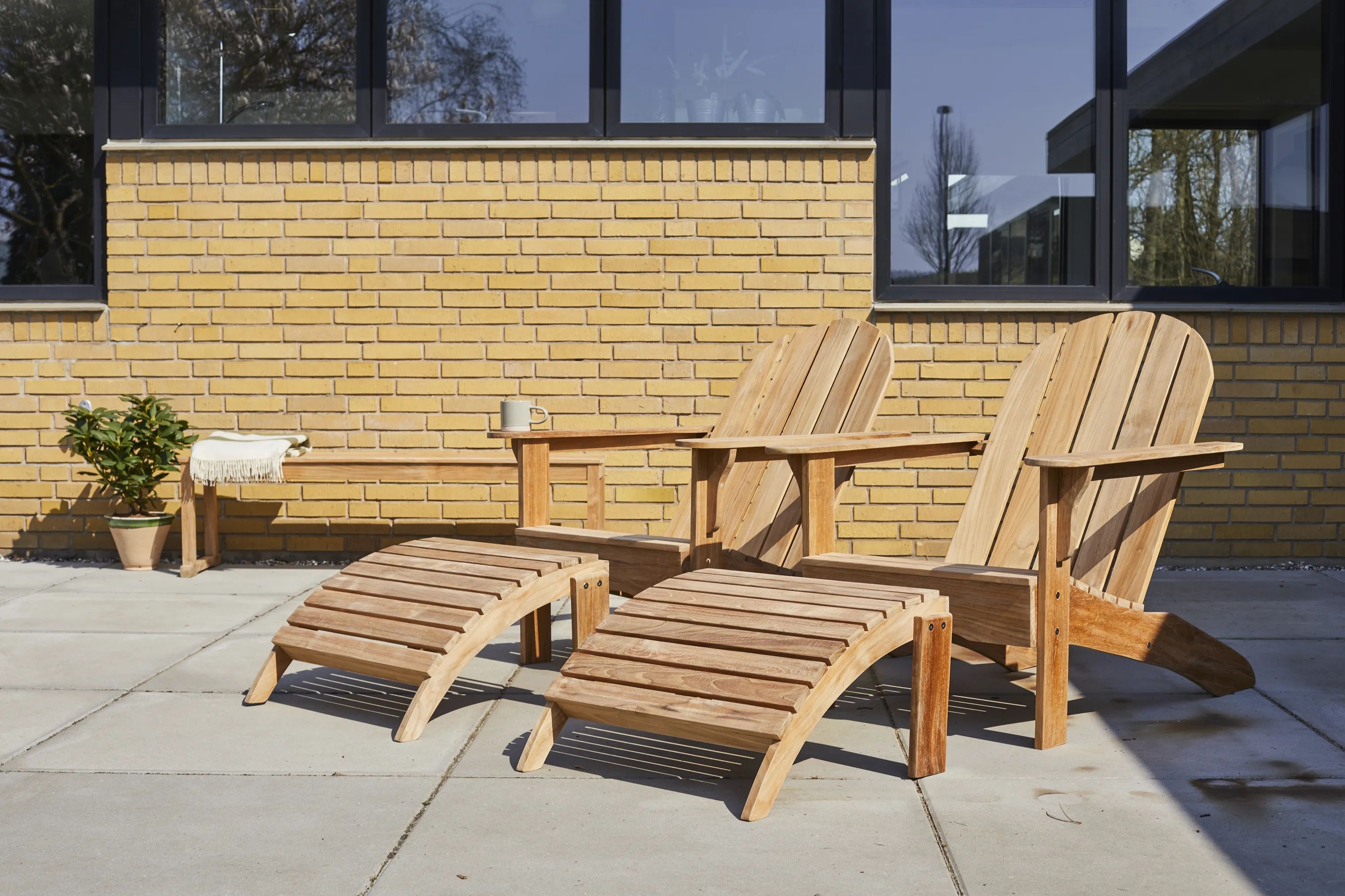 cinas Loungestole Adirondack Loungestol m. fodskammel i Teak, 2