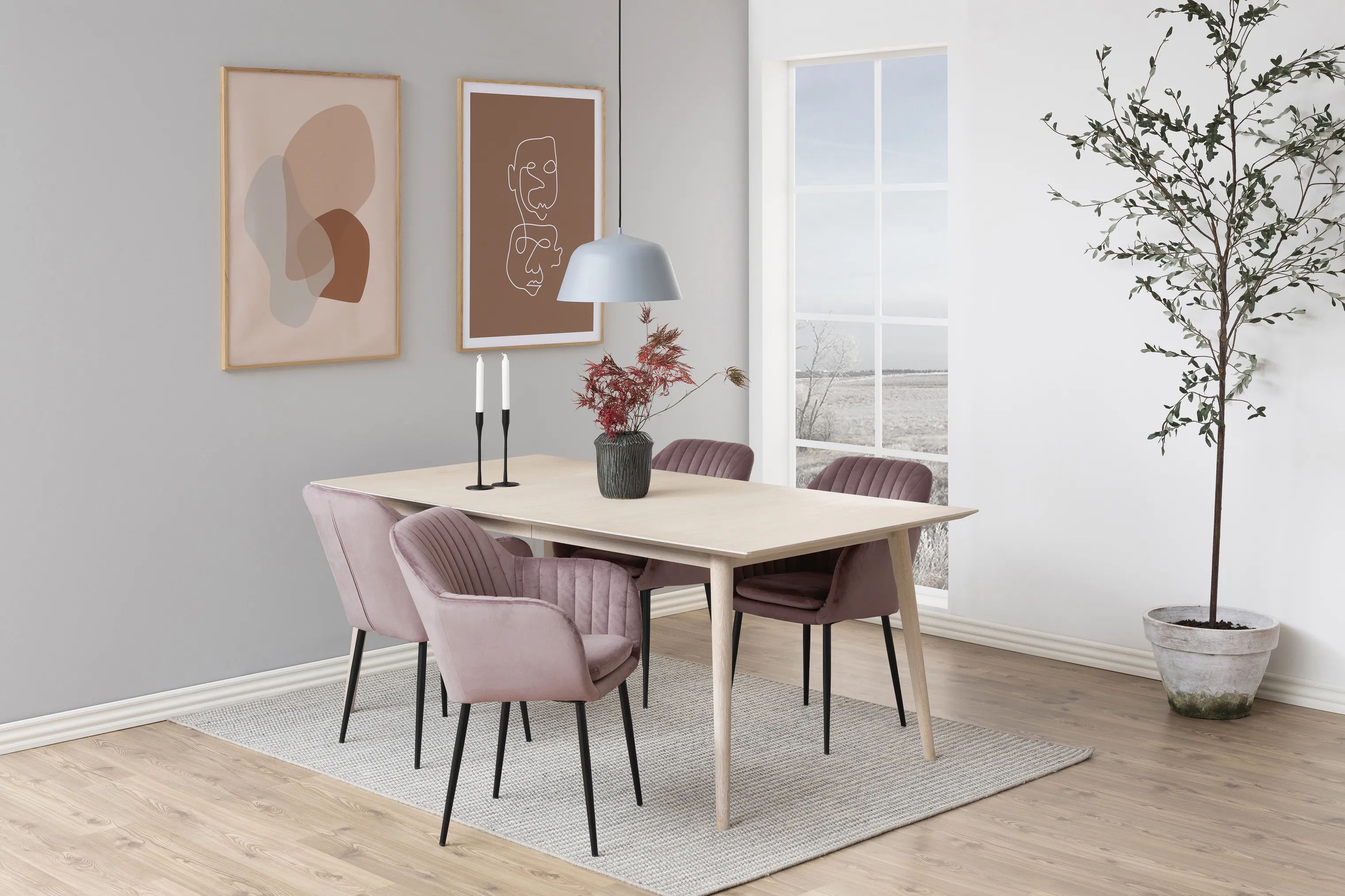 CASA Living Spisebordsstole Emilia Spisebordsstol i dusty rose/sort, 2