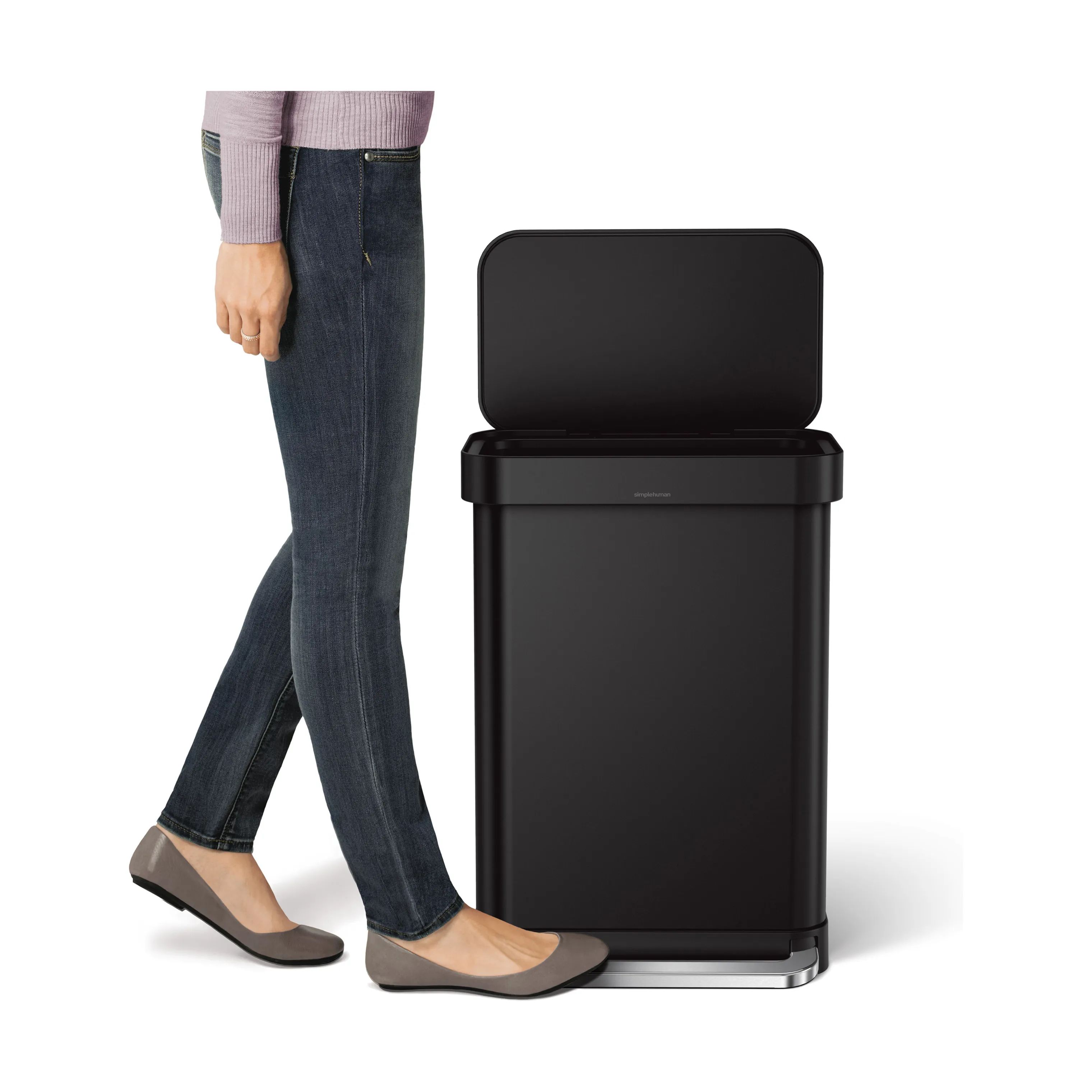 Simplehuman Pedalspande Slim Pedalspand i Sort, 55 L, 3