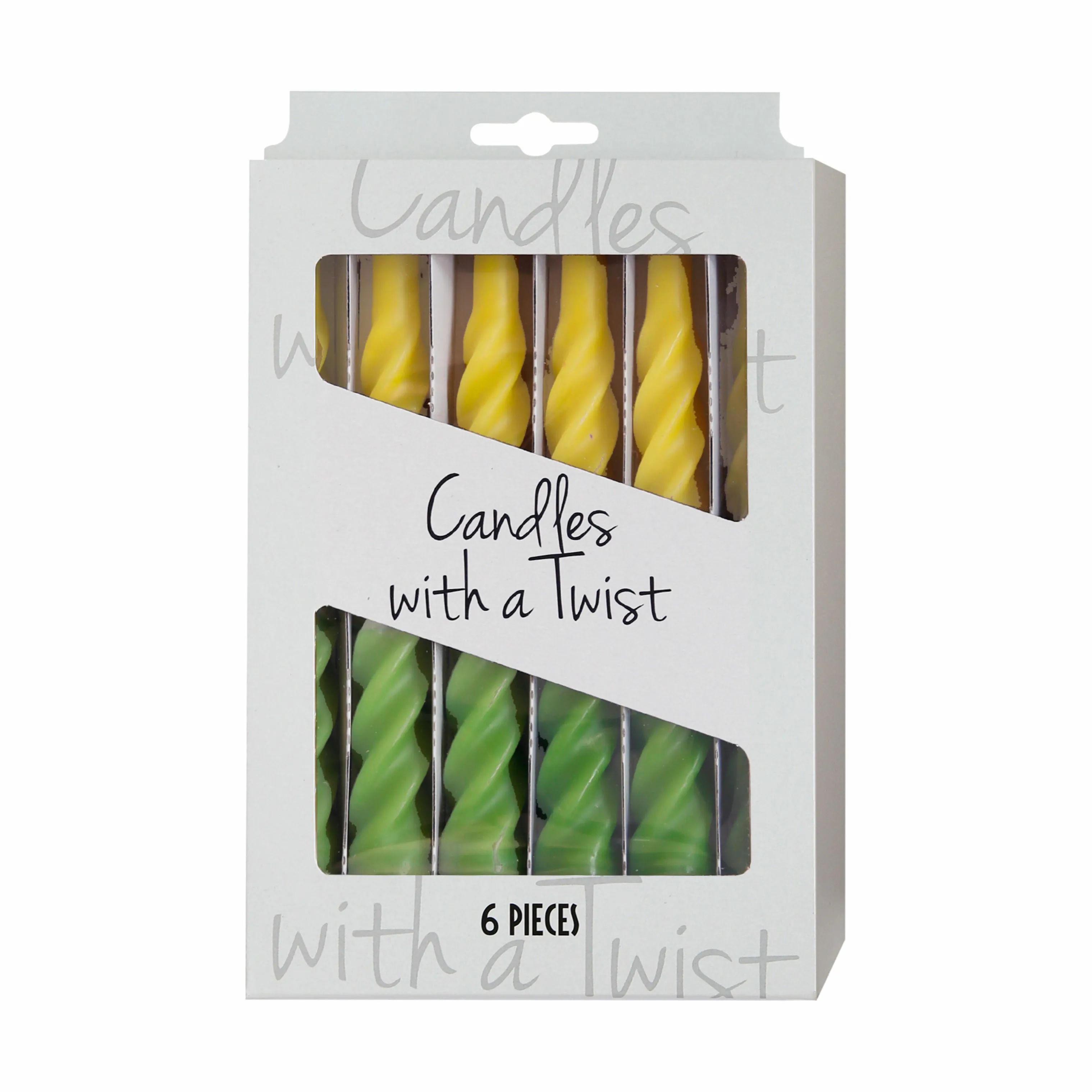 Candles with a twist Kronelys Lys - 6 stk. i Gul/hvid/grøn, 4