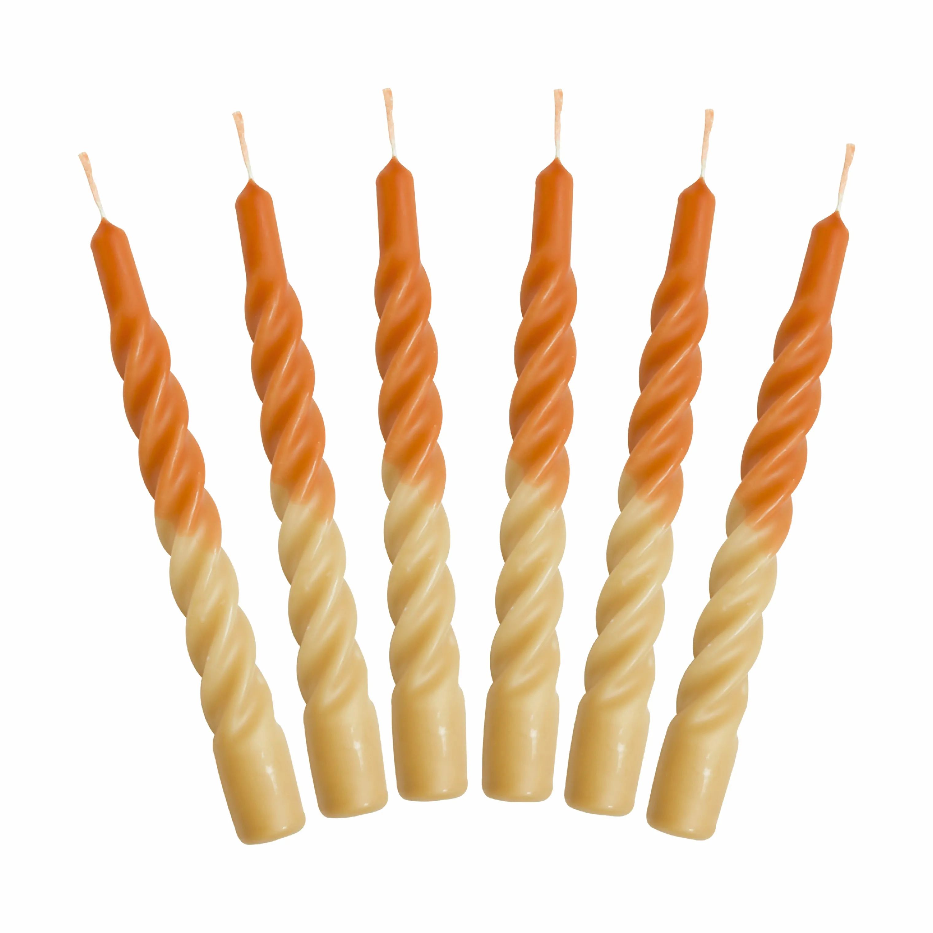 Candles with a twist Kronelys Lys - 6 stk. i Orange/sand, 1