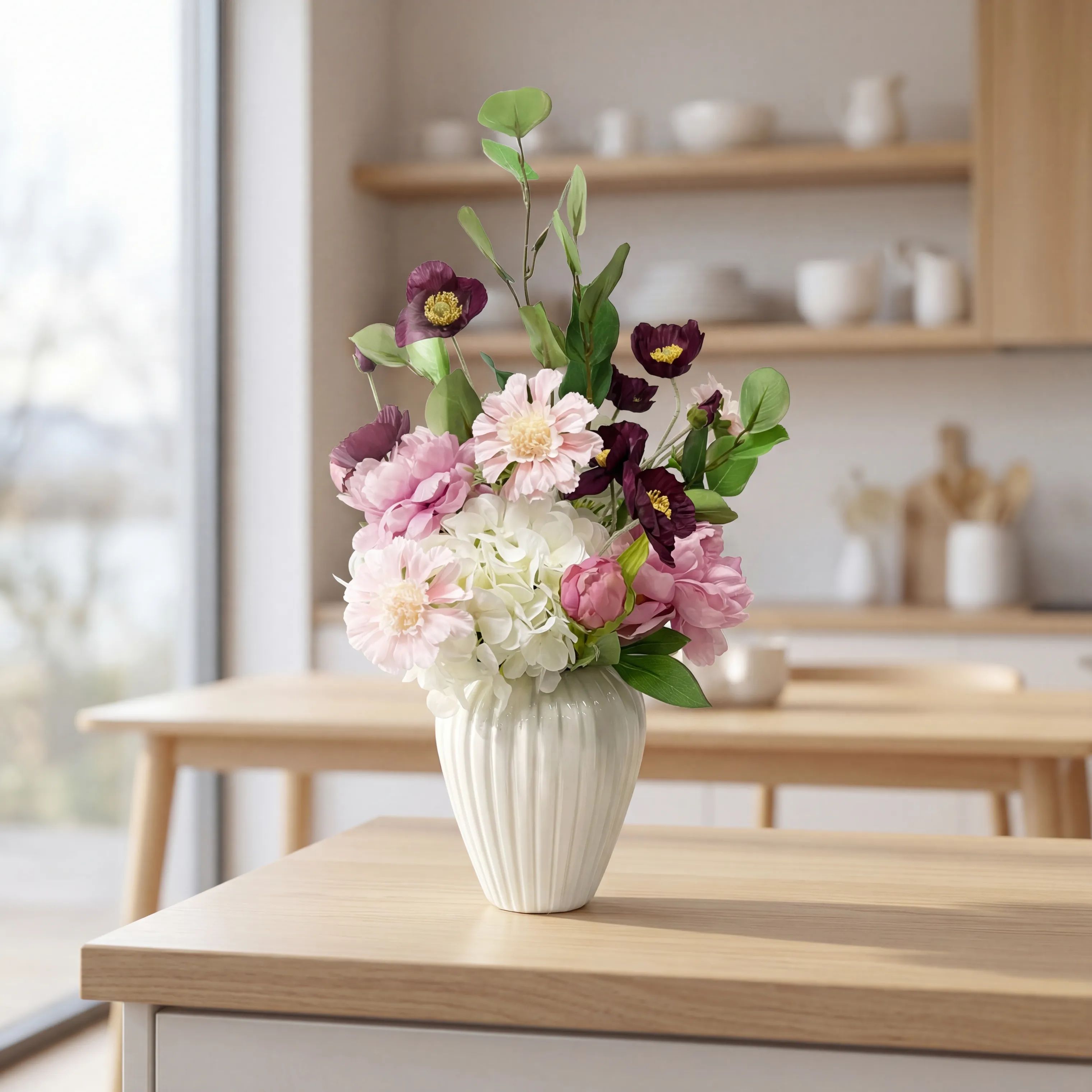 everbloom Kunstige blomster Kunstig Blomsterbuket i Hvid/Lyserød, 2
