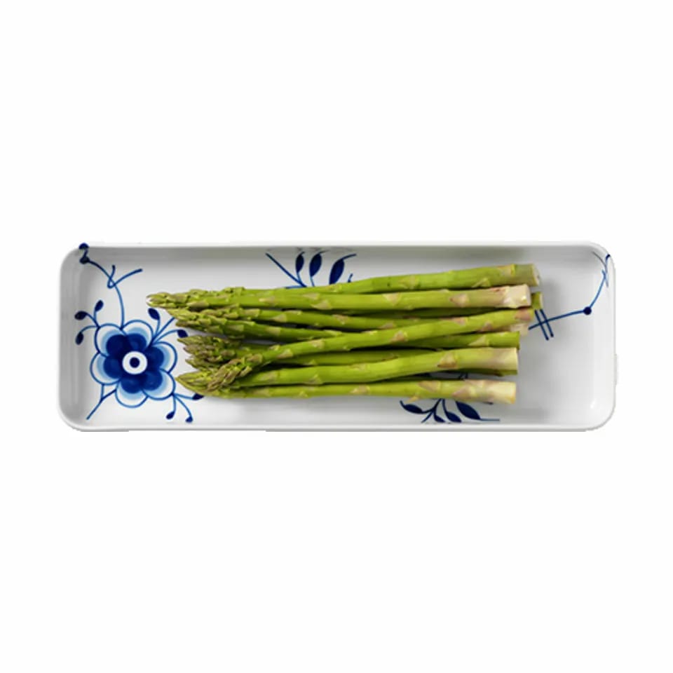 Royal Copenhagen Serveringsfade Blå Mega Riflet Fad i Koboltblå/hvid, 36 cm, 5