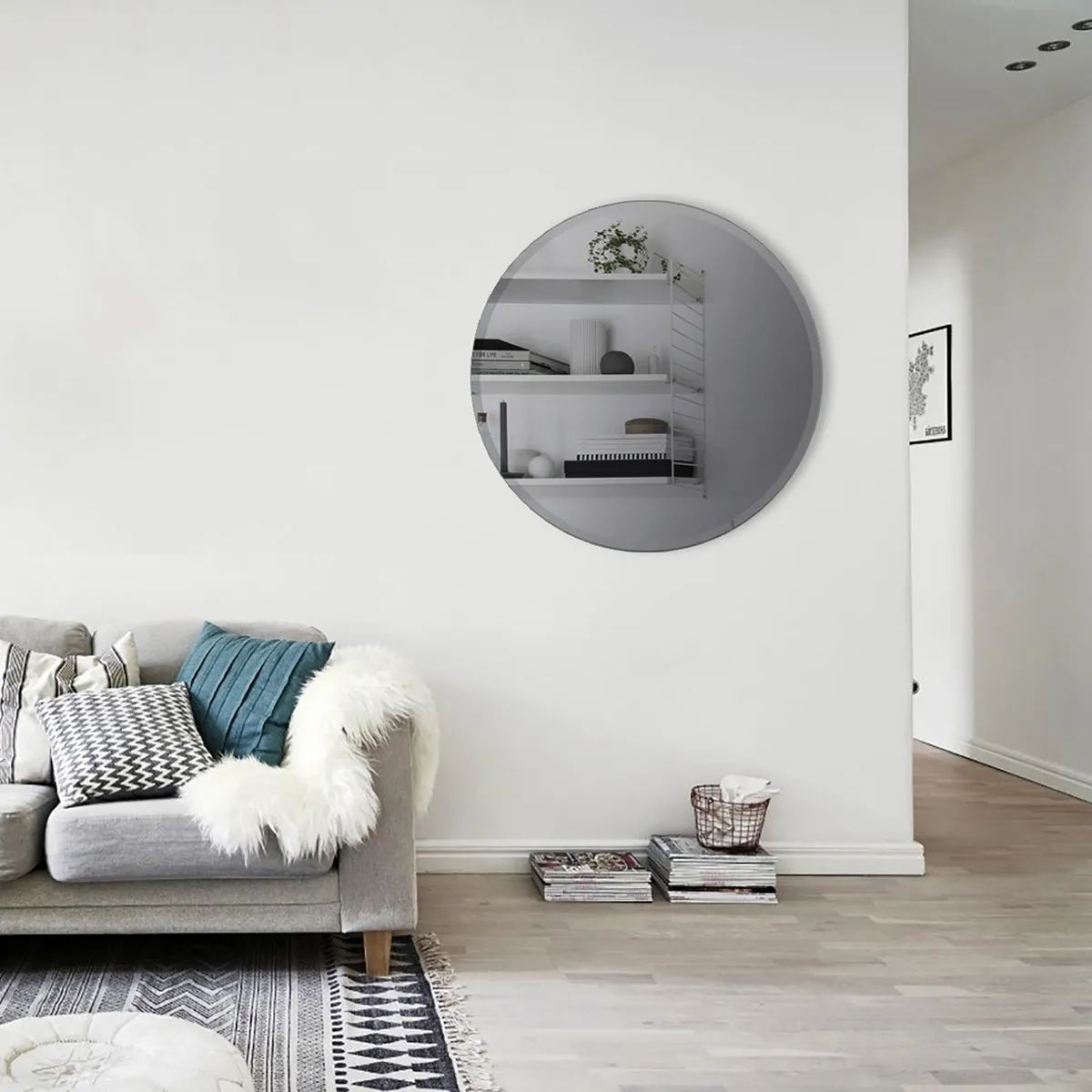 Incado Spejle Rundt Spejl i Varm grå, 80 cm, 2