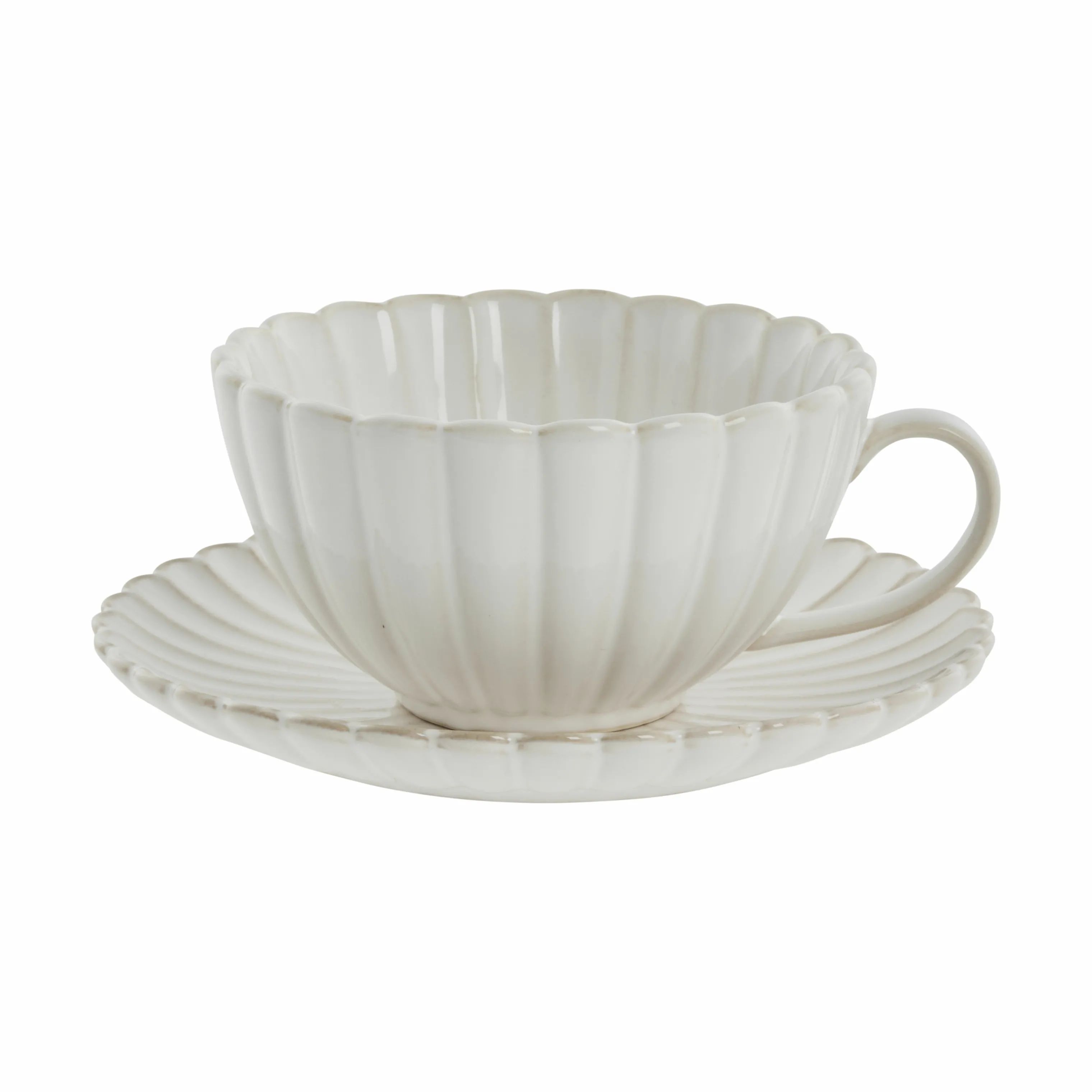 Lene Bjerre Krus og kopper med hank Camille Kop m. underkop i Off White, 1