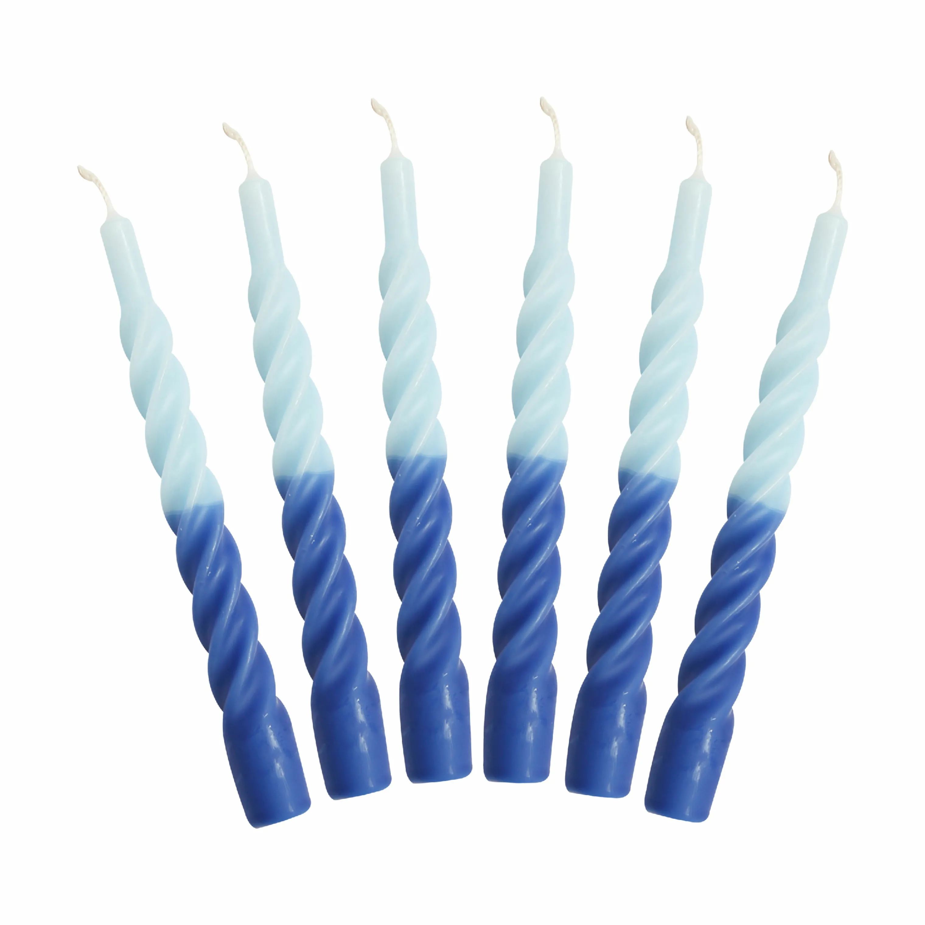Candles with a twist Kronelys Lys - 6 stk. i Lyseblå/blå, 1