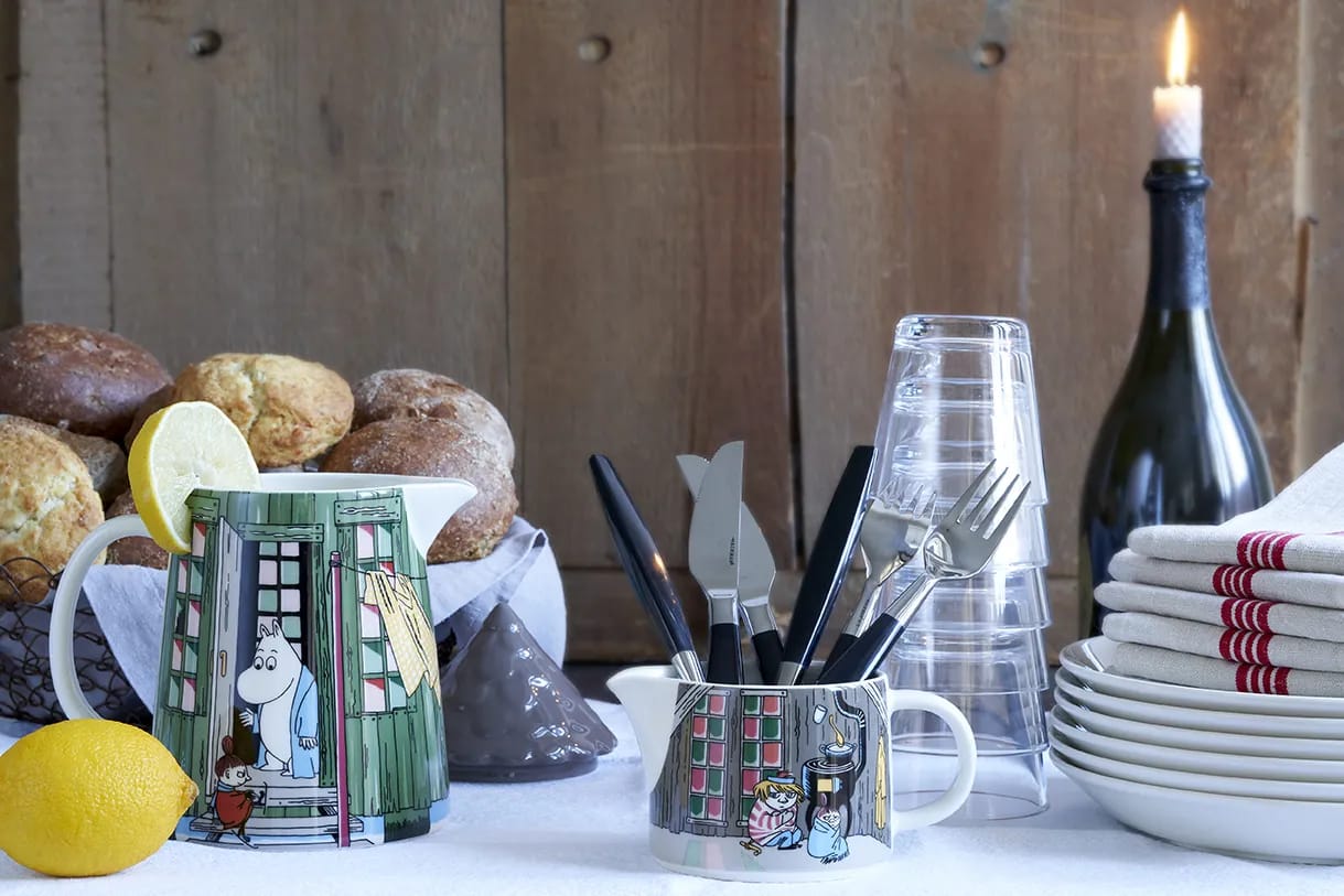 Moomin Arabia Serveringskander Moomin special Kande - Badehuset i Grøn, 1 L, 3