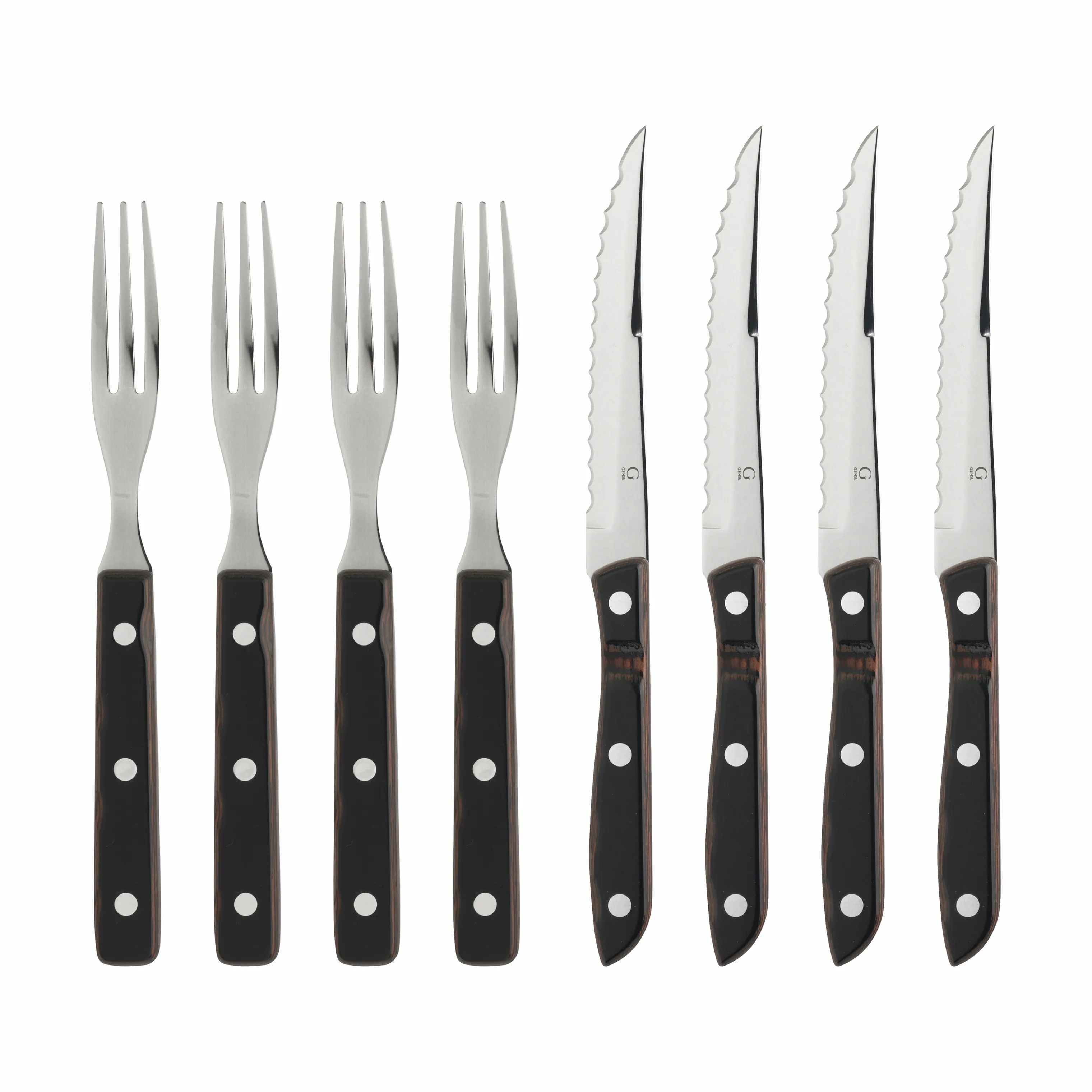 Gense Bestiksæt Old Farmer Classic Steakbestik - 8 dele i træ/stål, 8 stk., 1