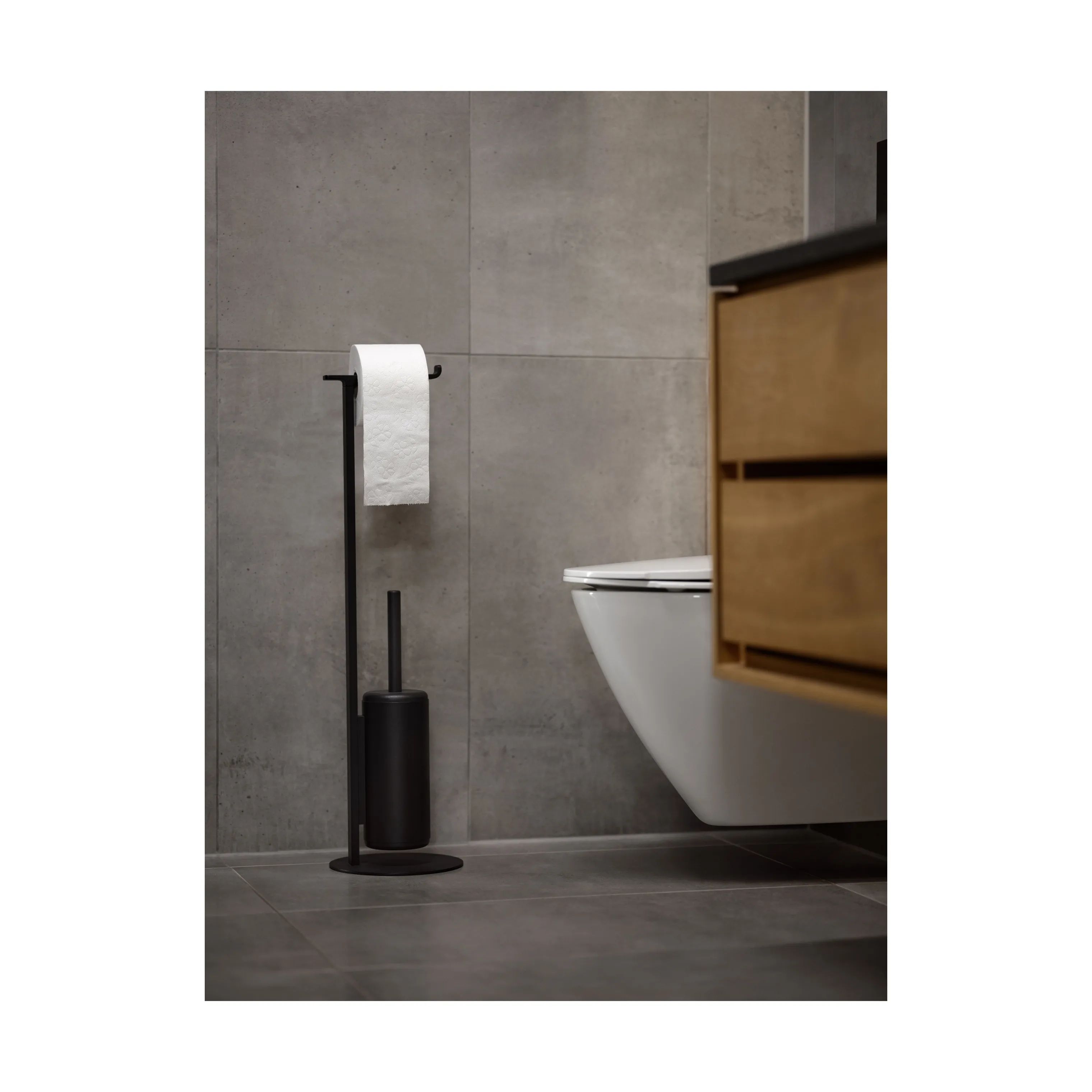 Zone Badeværelsestilbehør Rim Toiletrulleholder i Sort, 2