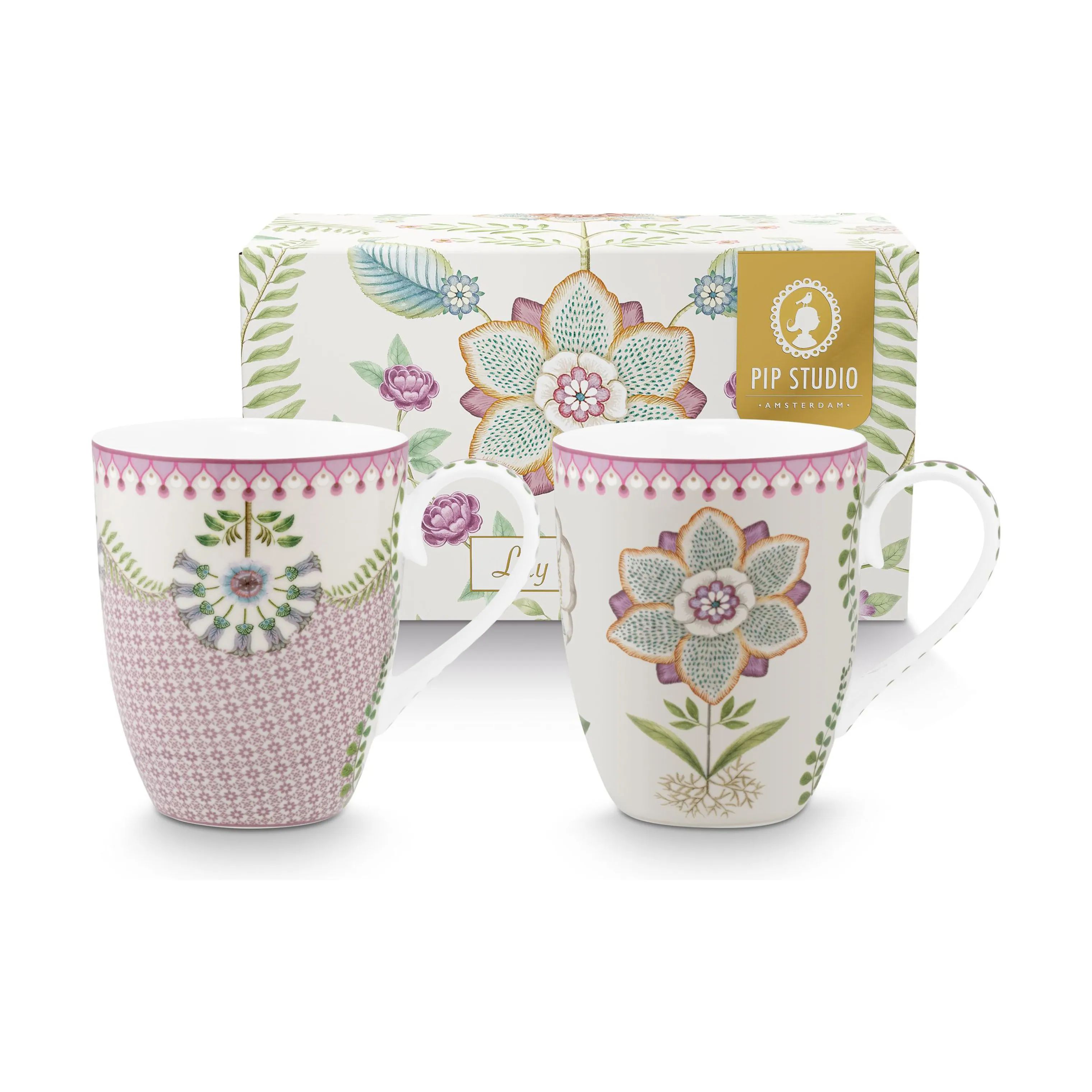 PIP Studio Krus og kopper med hank Lily & Lotus Krus - 2 stk. i Lilac, 35 cl, 1