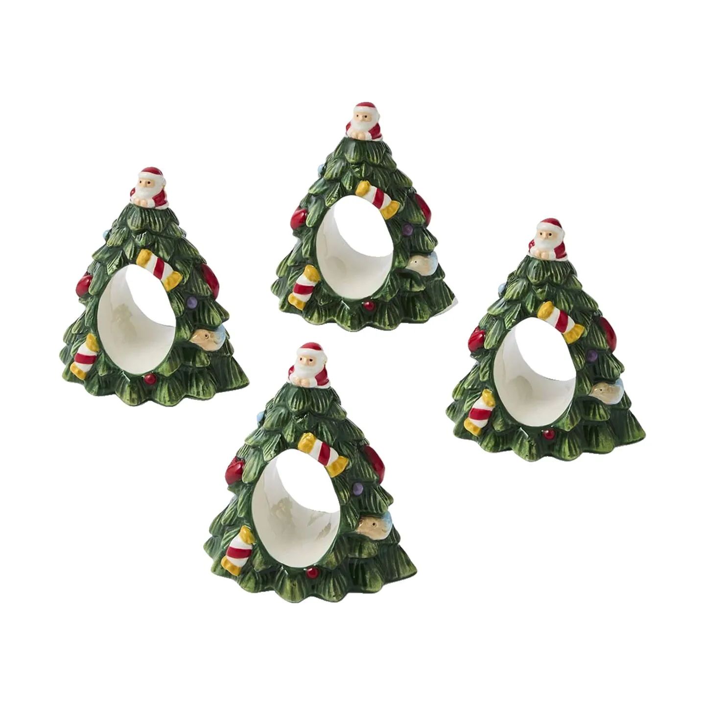 Spode Servietringe og -holdere Christmas Tree Servietring - 4 stk. i Rød/grøn/hvid, 1