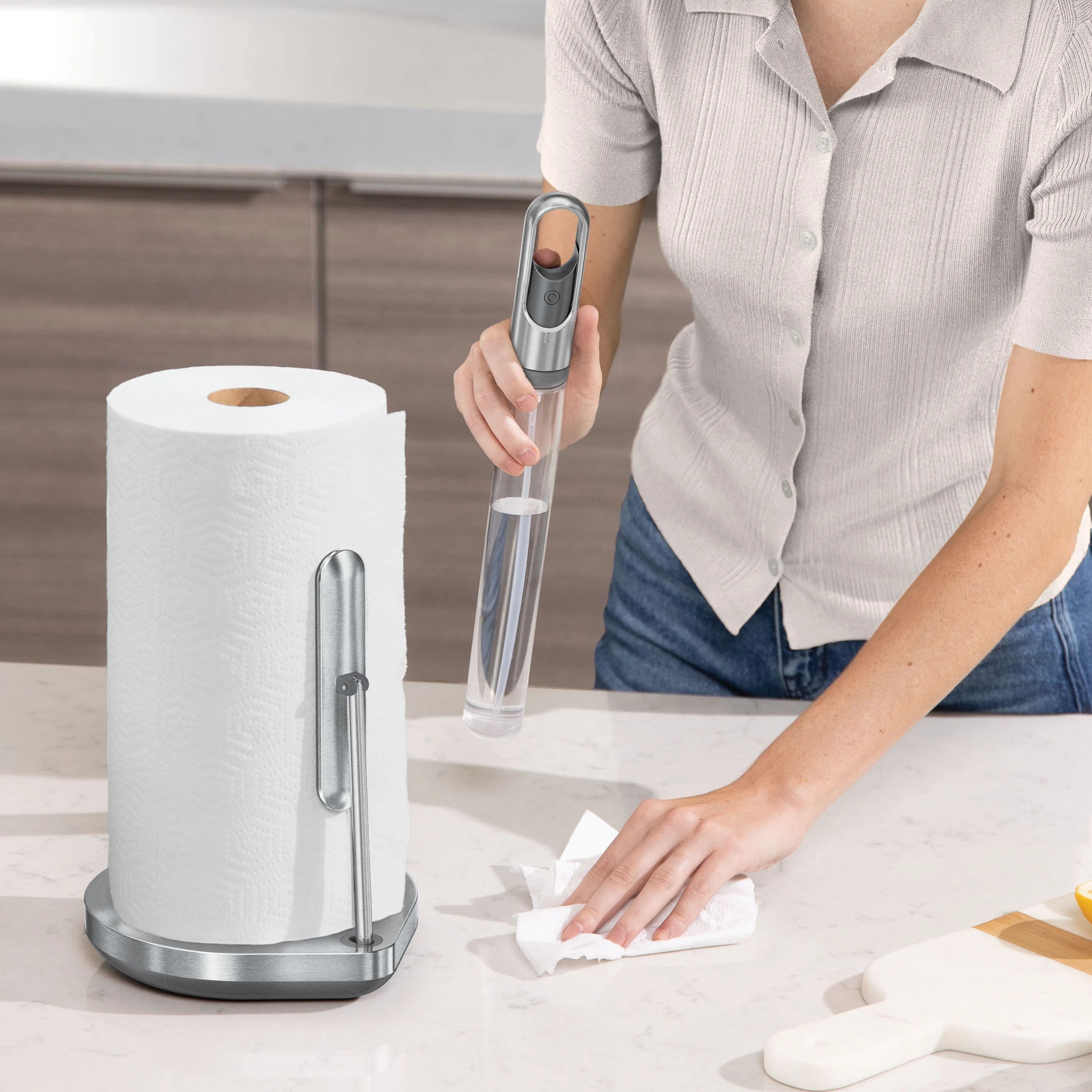 Simplehuman Køkkenrulleholdere Køkkenrulleholder m. pumpe i Sølv, 2