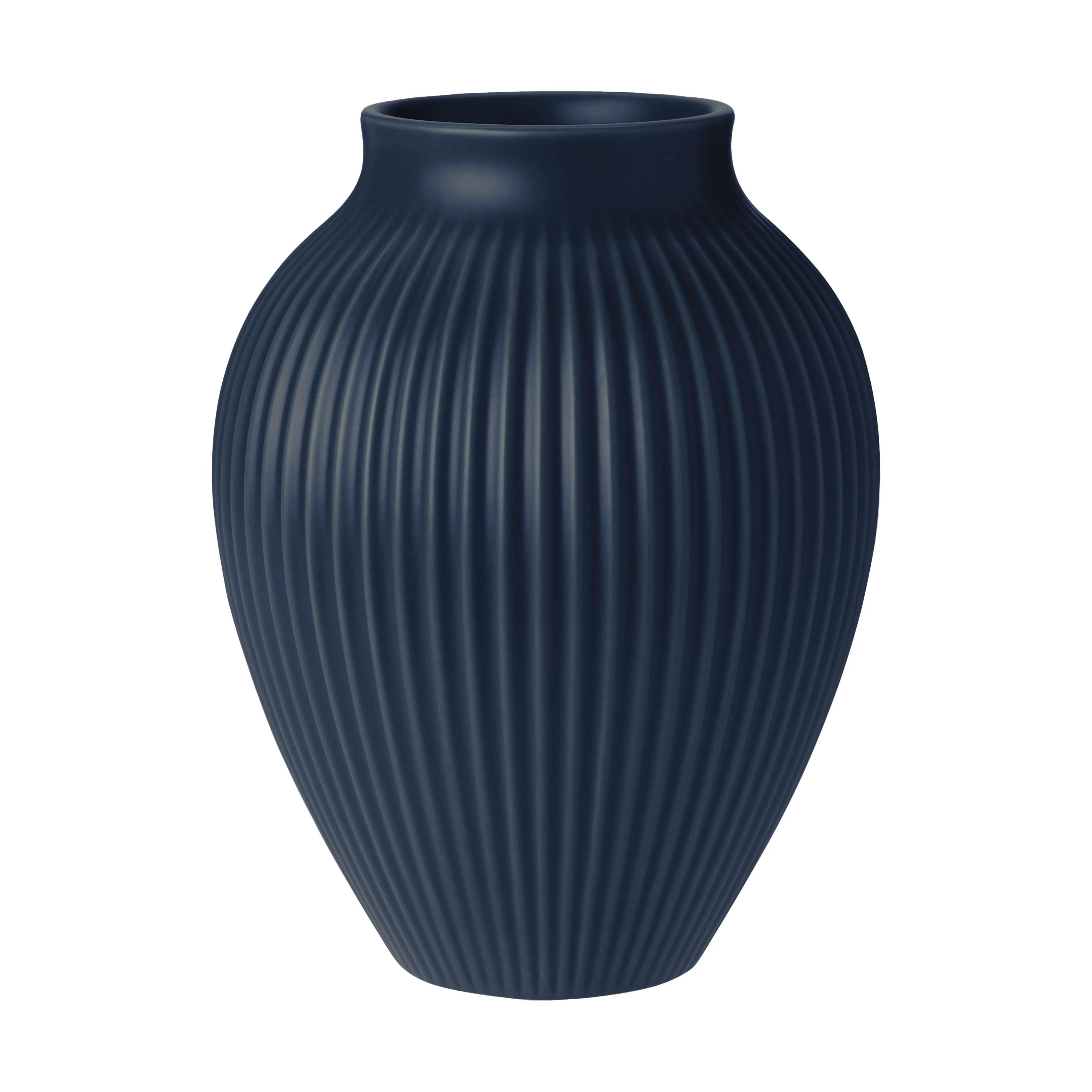 Knabstrup Keramik Vaser Ripple Vase i dark blue, 20 cm, 1