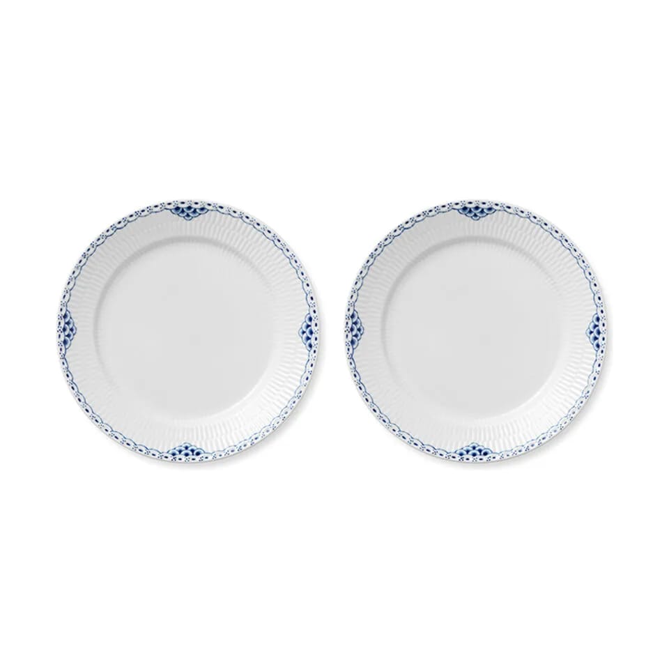 Royal Copenhagen Middagstallerkener Prinsesse Middagstallerken - 2 stk. i Hvid/blå, 27 cm, 1