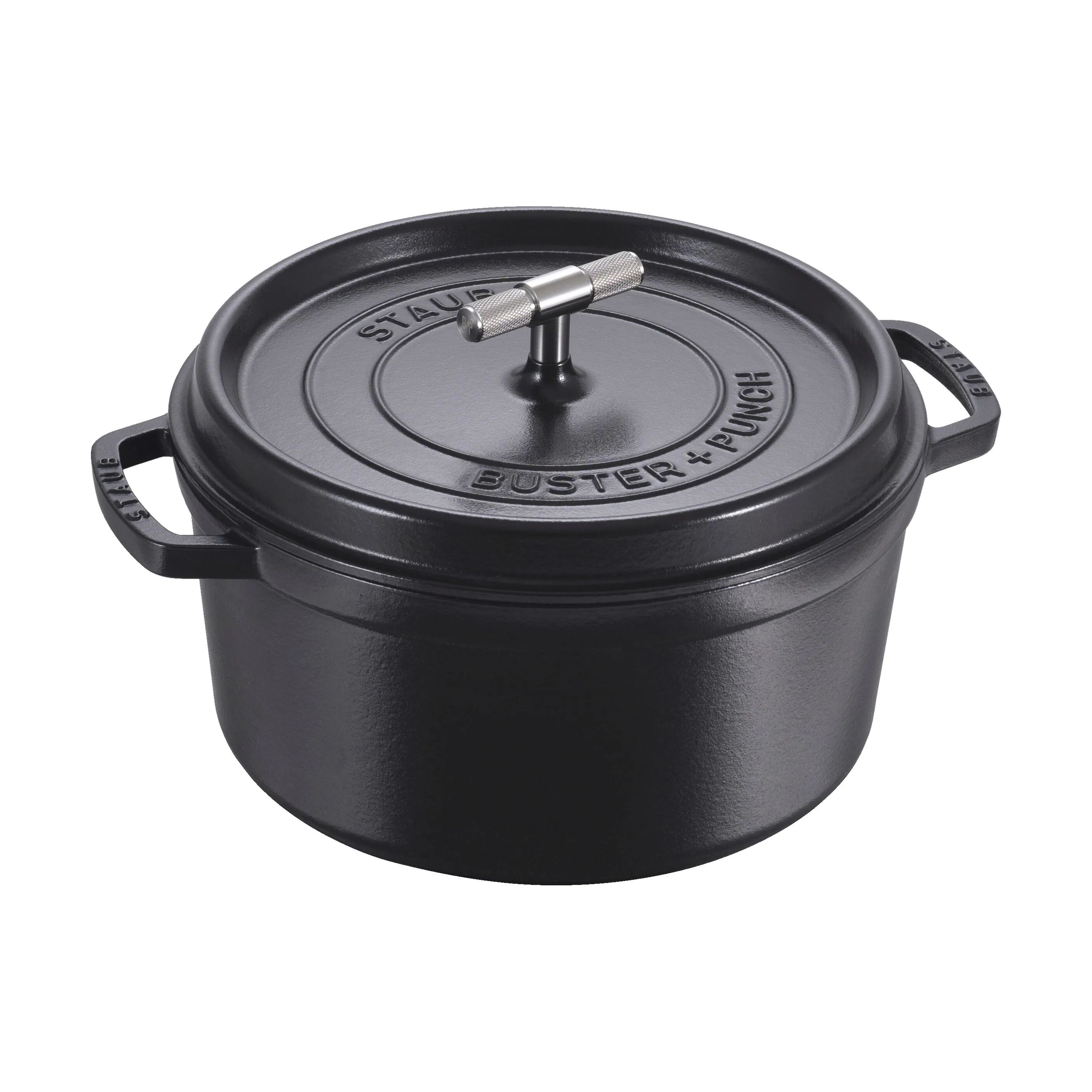 Staub Stegesøer Buster & Punch La Cocotte i Sort/sølvfarvet, 6.75 L, 1