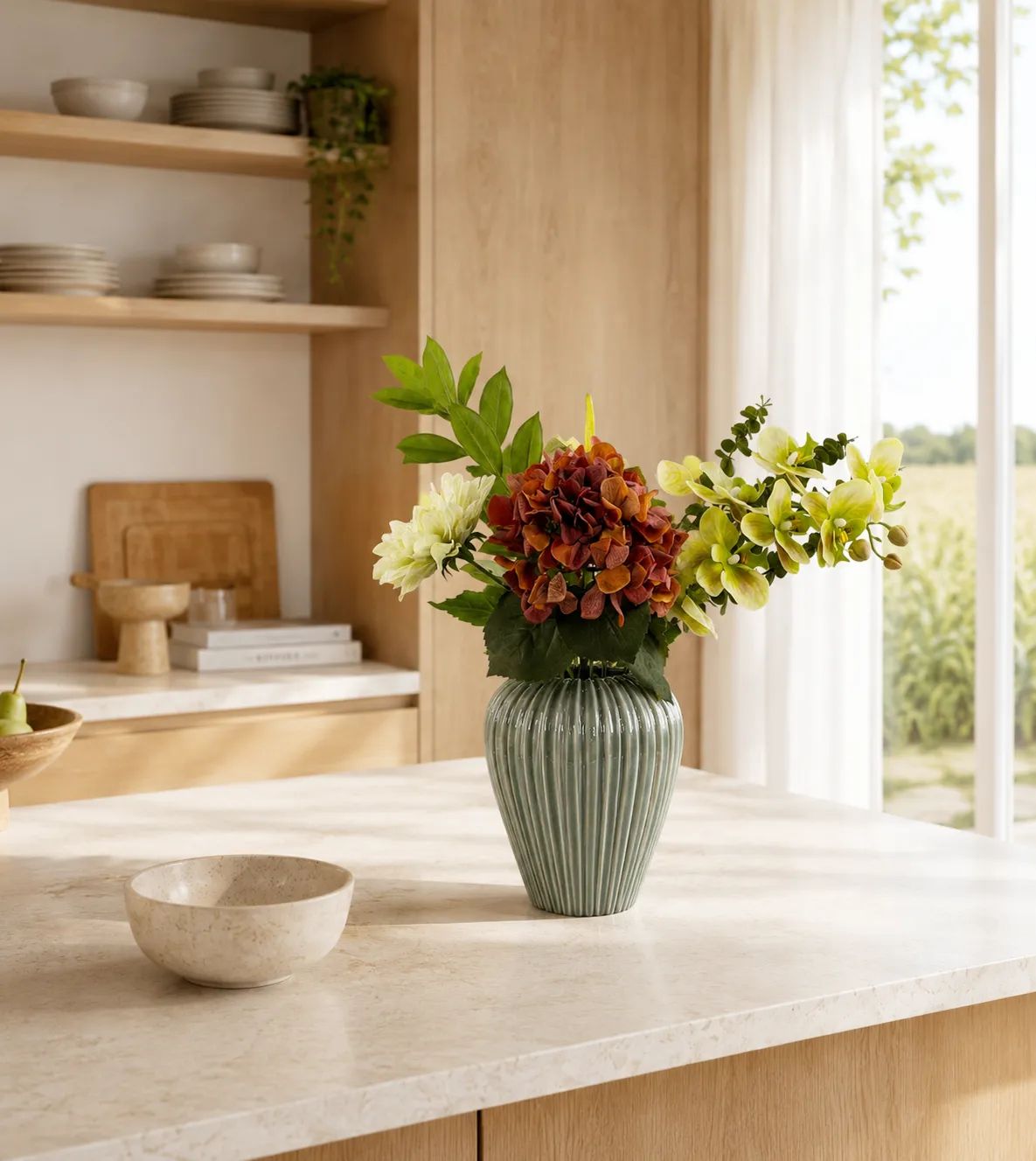 everbloom Kunstige blomster Kunstig Real Touch Blomsterbuket i Orange, 2