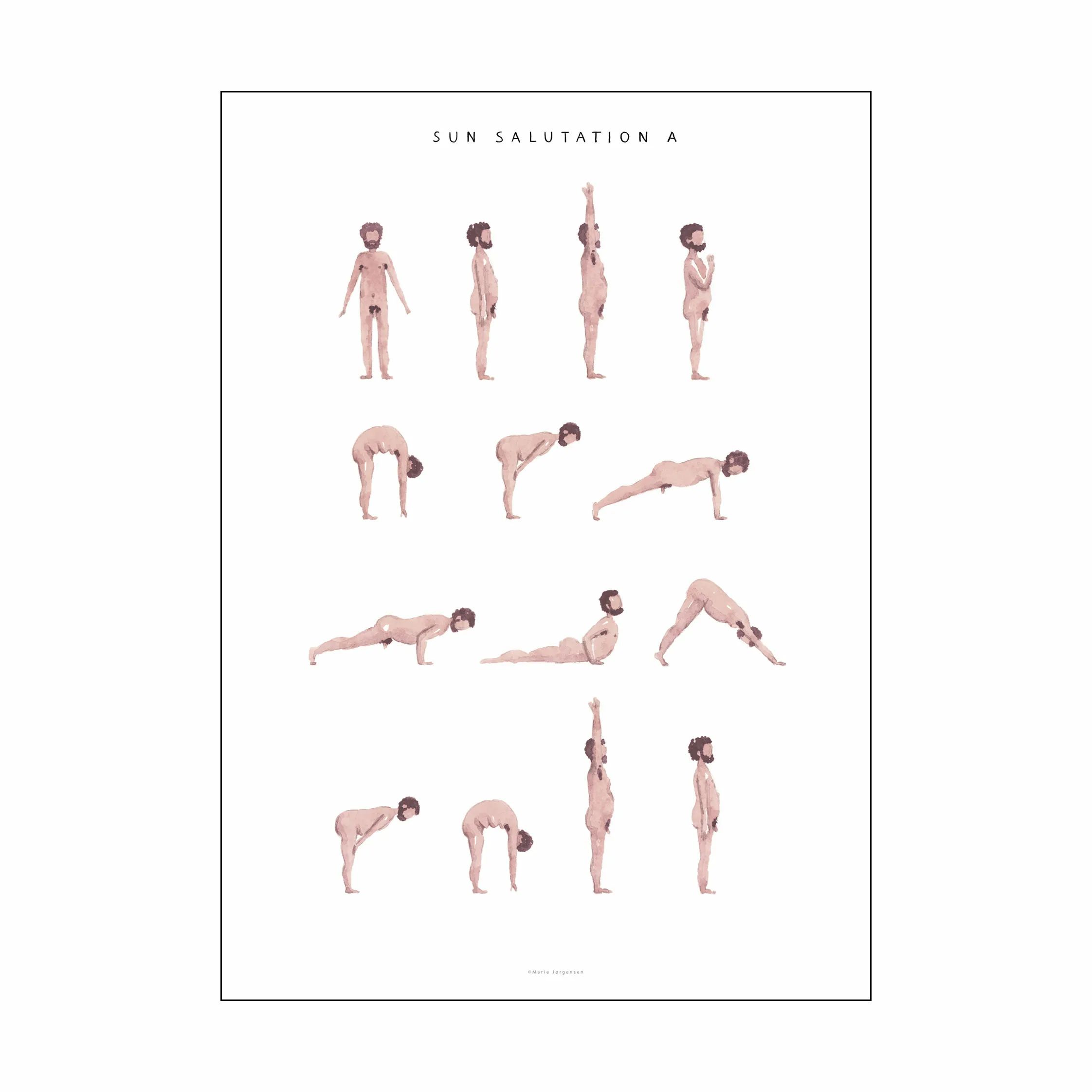 Poster&Frame Plakater plakat - Sun salutation a man i Beige, B50 x L70 cm, 1