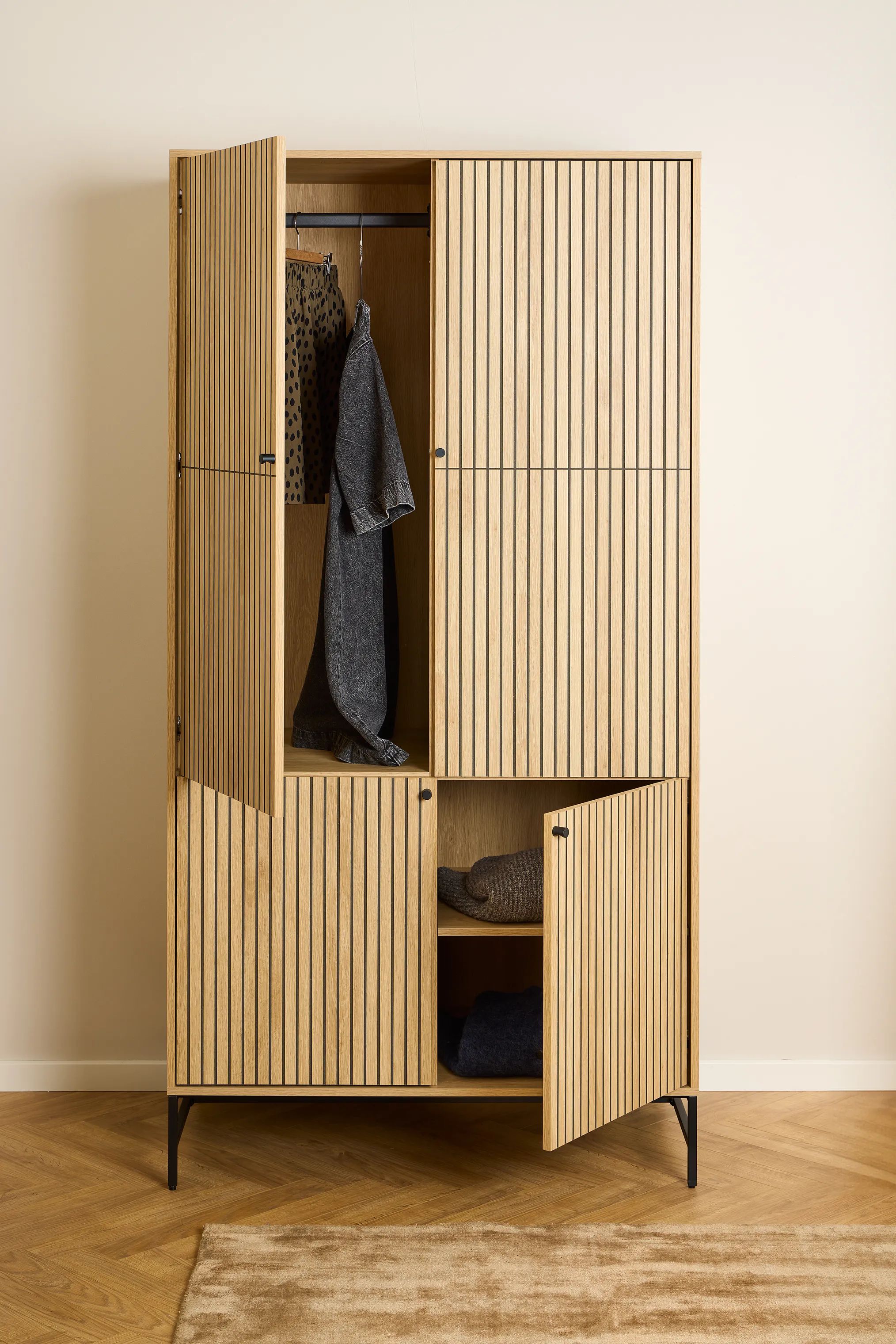CASA Living Skabe Albany klædeskab i Natur, H200 x B99 cm, 2