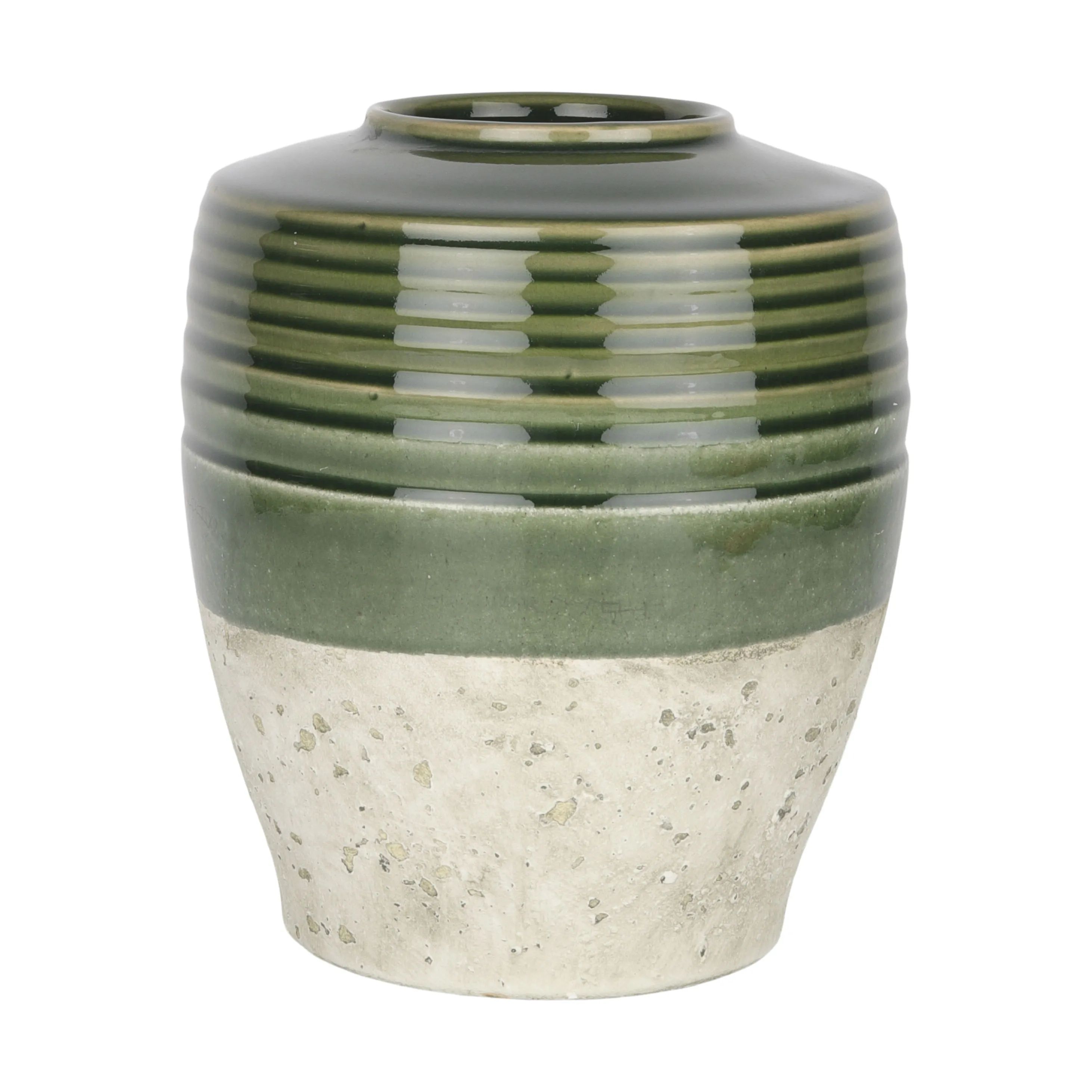 CASA Living Vaser Keramikvase i Grøn/lysere grøn/antik creme, 1