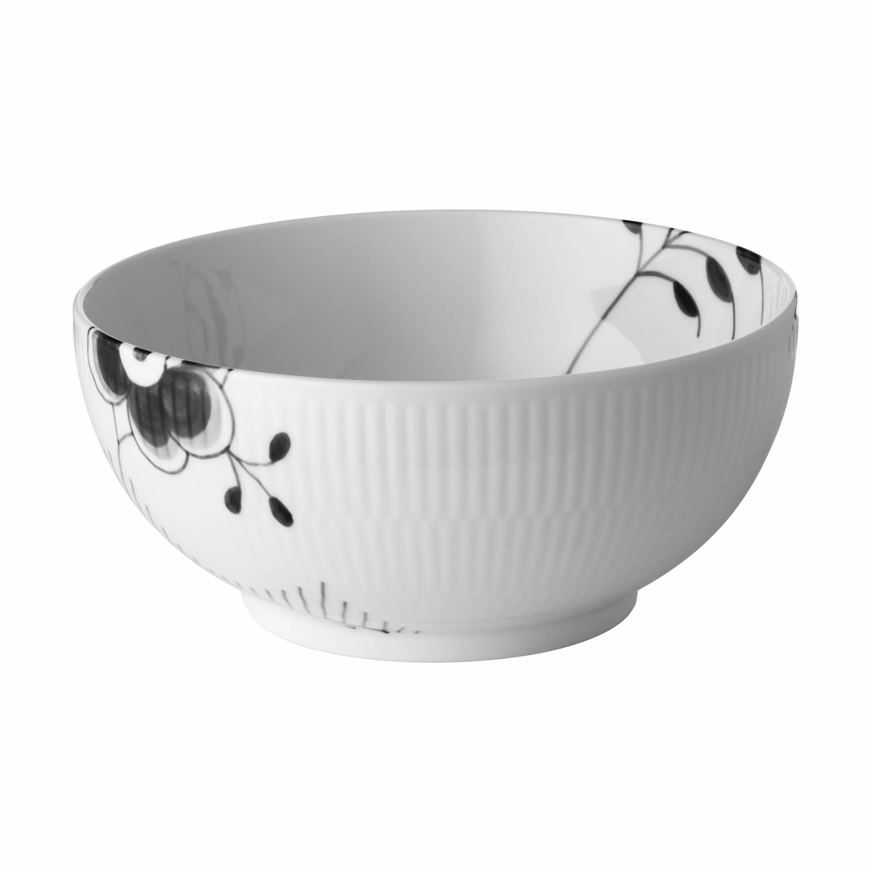 Royal Copenhagen Serveringsskåle Sort Mega Riflet Skål i Sort/hvid, 18 cm, 1