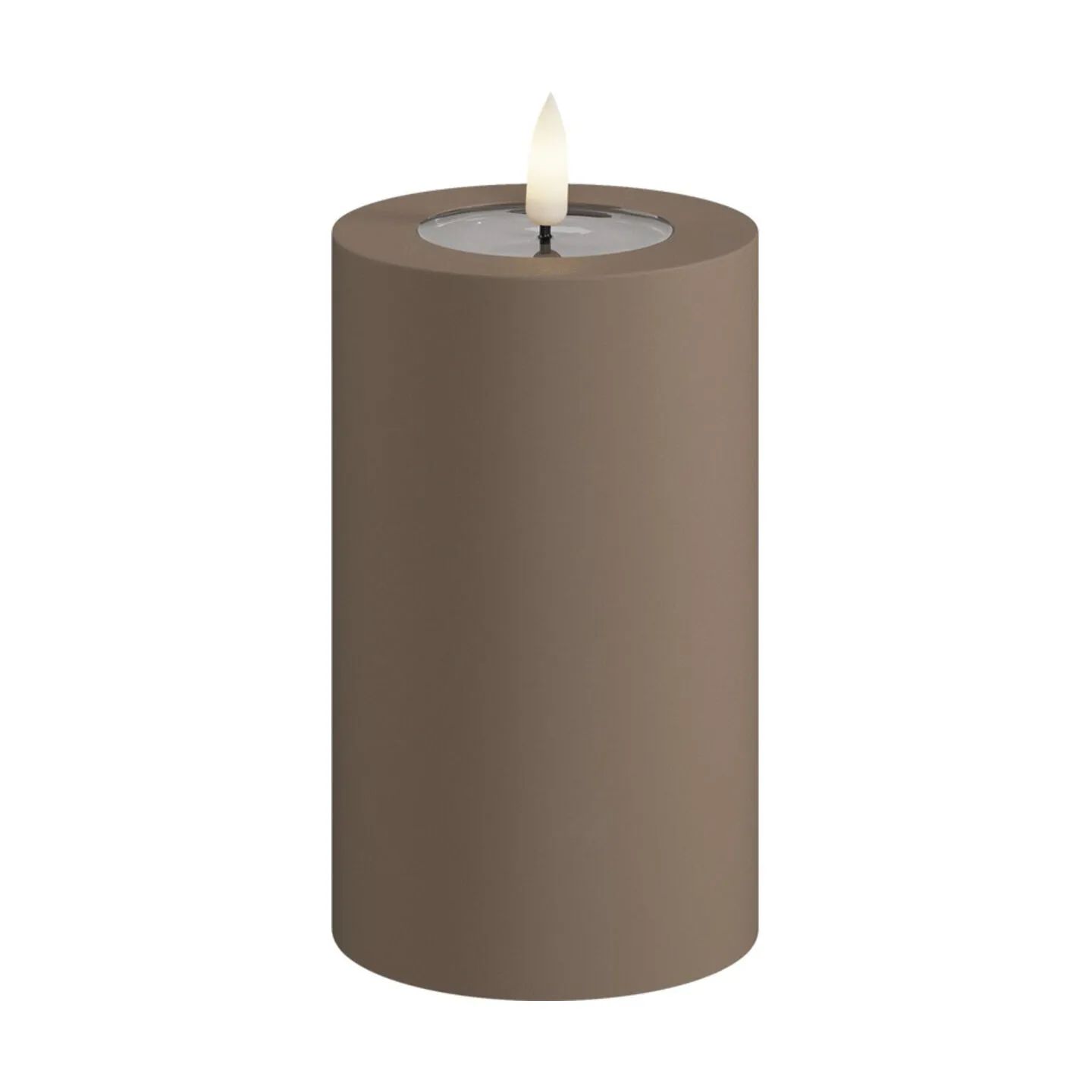 Deluxe Homeart LED-lys Real Flame LED Udendørs Bloklys i Mokka, H12,5 x Ø7,5 cm, 1