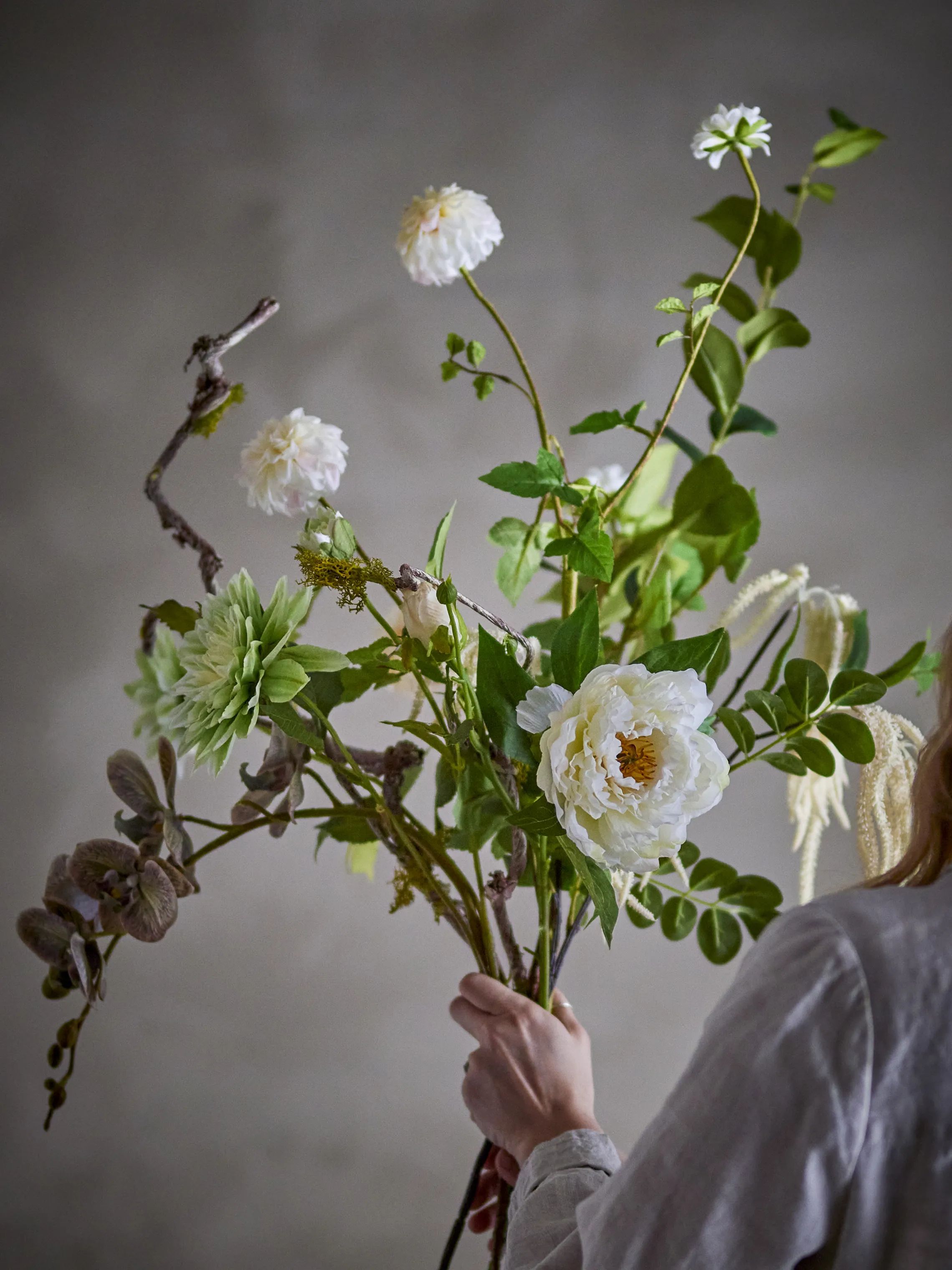 Bloomingville Kunstige blomster Kunstig Buket - Rise i Hvid/grøn, 3