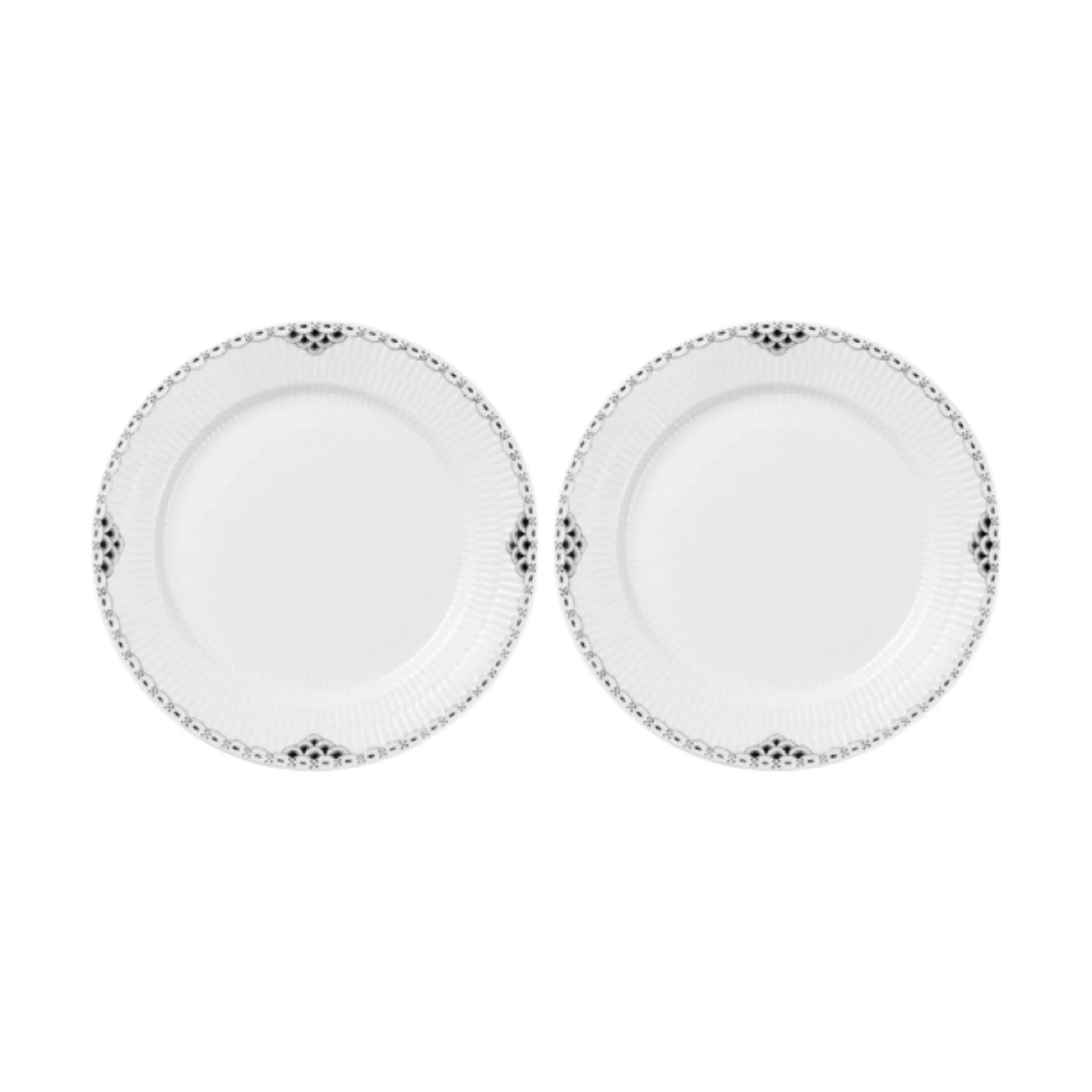 Royal Copenhagen Frokosttallerkener Sort Riflet Blonde Frokosttallerken i Sort/hvid, 1